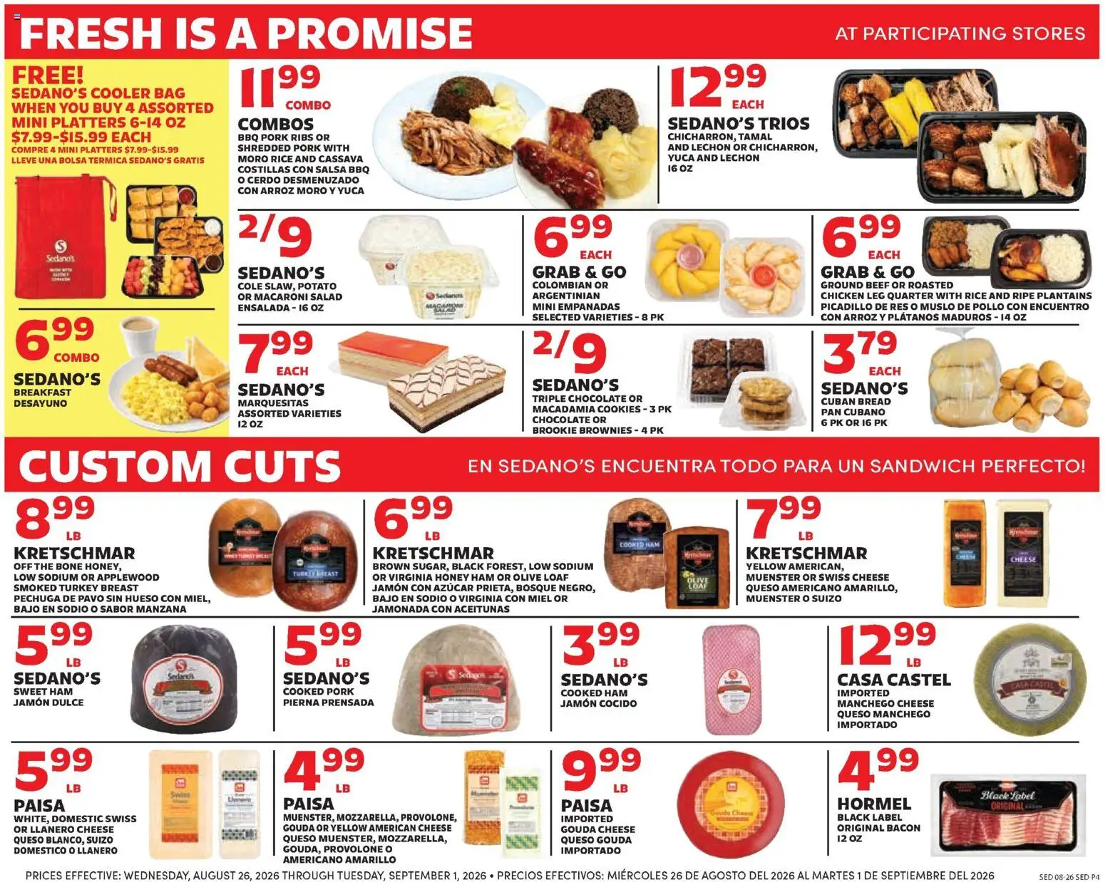 Sedano's Weekly Ad - valid from 08/26/2026 | Page: 4 | Products: Chicken, Rice, Bacon, Cooler bag