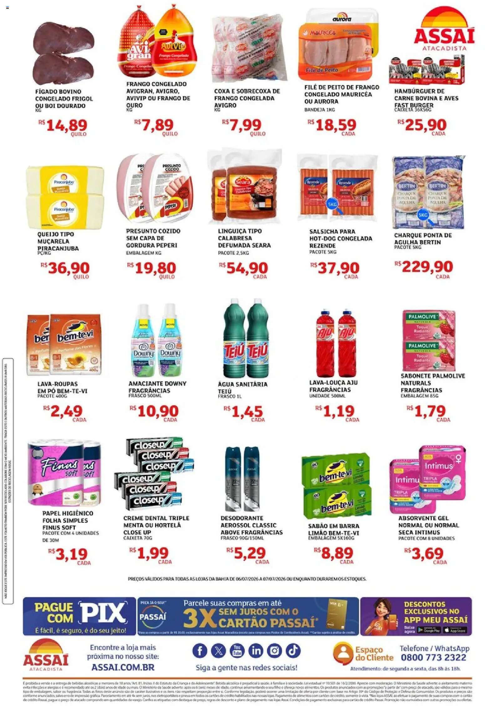 Assaí Atacadista Folheto - válido de 06/07/2026 | Página: 2 | Produtos: Sabão, Presunto, Creme, Sabonete