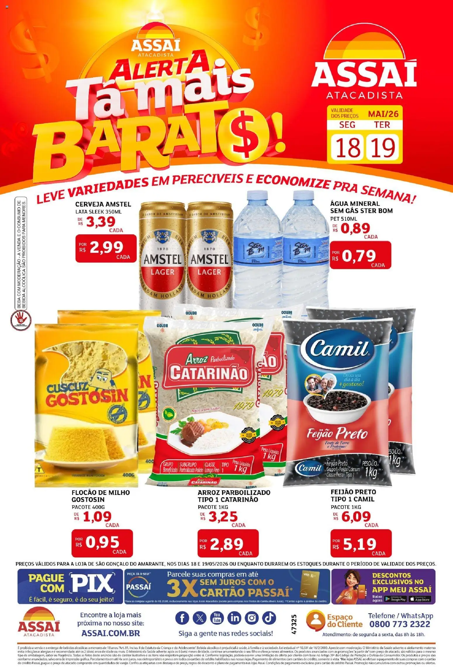 Assaí Atacadista Folheto - válido de 18.05.2026 | Página: 1 | Produtos: Ferro, Cerveja, Base, Água mineral