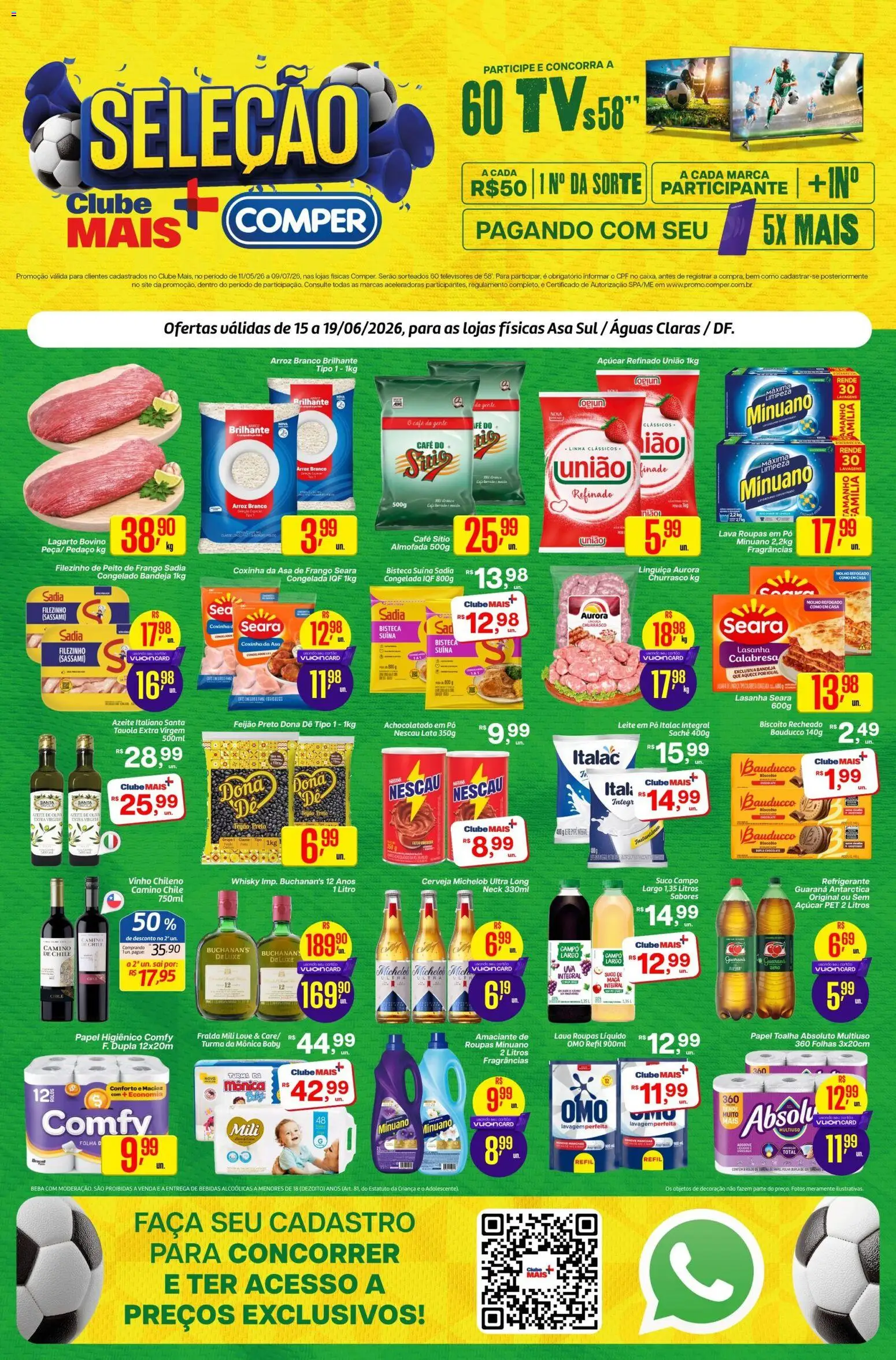 Comper Folheto - válido de 15.06.2026 | Página: 1 | Produtos: Whisky, Cerveja, Amaciante, Leite em pó