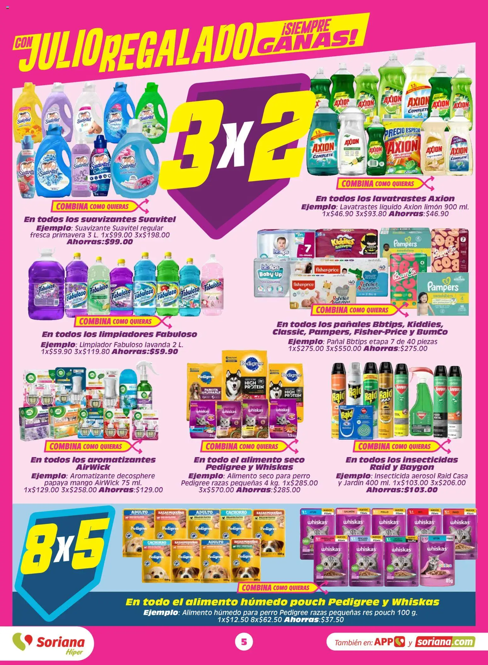 Nuevas ofertas de Soriana válidas en toda la República Mexicana desde el 24/07/2026. ¡Encuentra las mejores ofertas en Soriana Julio Regalado Híper Nacional! | Página: 5