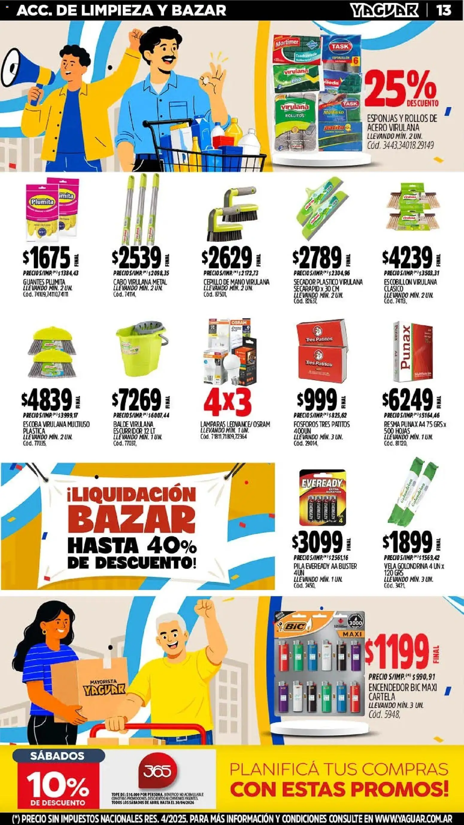 Yaguar - Oferta Semanal Chaco │ válido desde el 25.05.2026 | Página: 13 | Productos: Pila, Encendedor, Escobillon, Escurridor