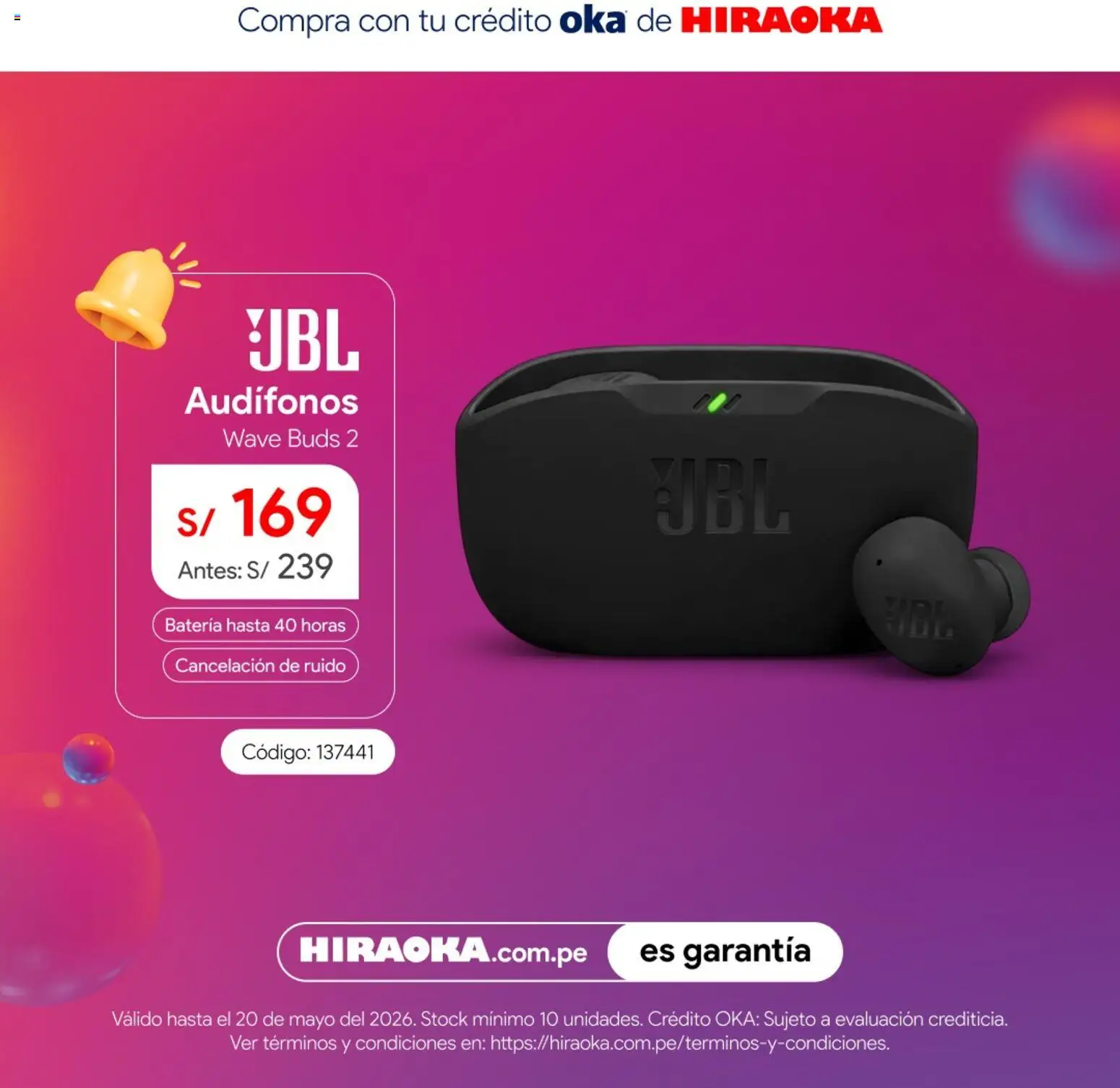 Catálogo Hiraoka válido desde 14.05.2026 | Página: 3 | Productos: Batería, Audífonos