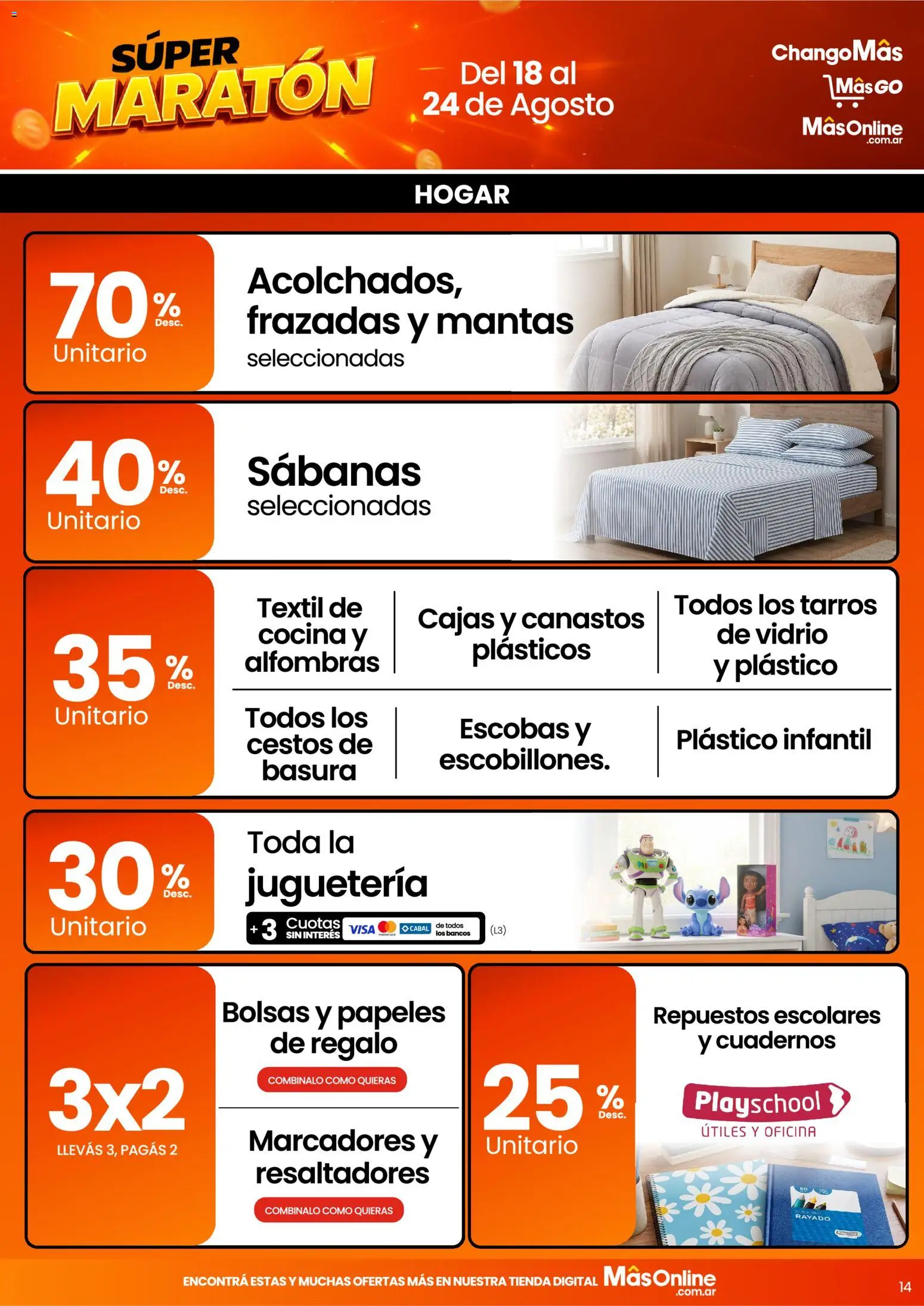 Changomas ofertas │ válido desde el 18/08/2026 | Página: 13 | Productos: Cocina, Sabanas, Cuadernos