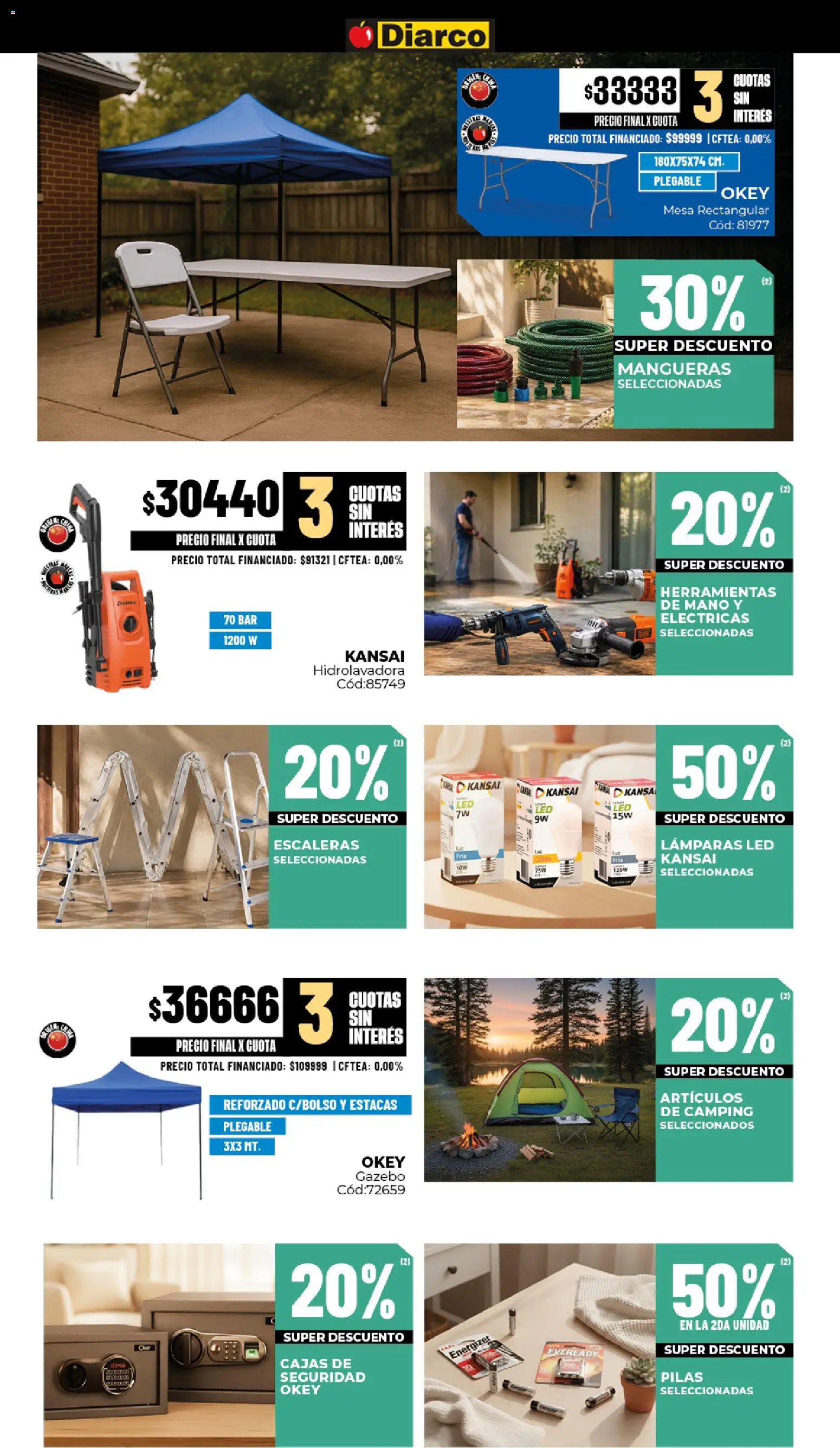 Diarco ofertas │ válido desde el 17/08/2026 | Página: 20 | Productos: Mesa, Pilas, Lámparas, Hidrolavadora