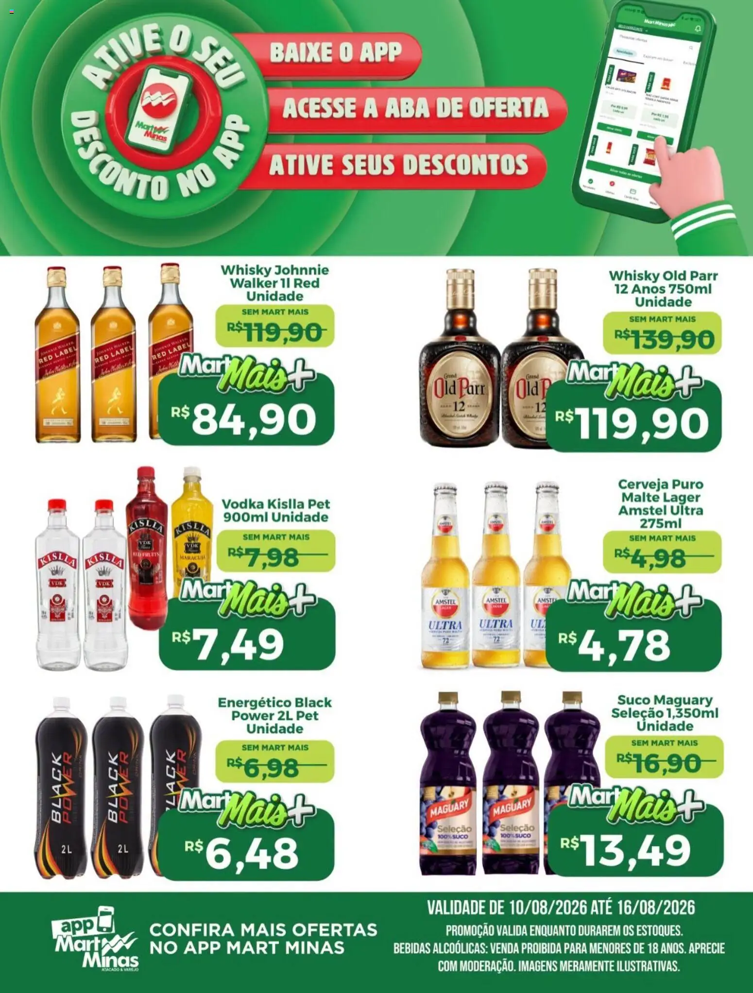 Mart Minas Folheto - válido de 10/08/2026 | Página: 4 | Produtos: Energético, Bebidas, Suco, Cerveja