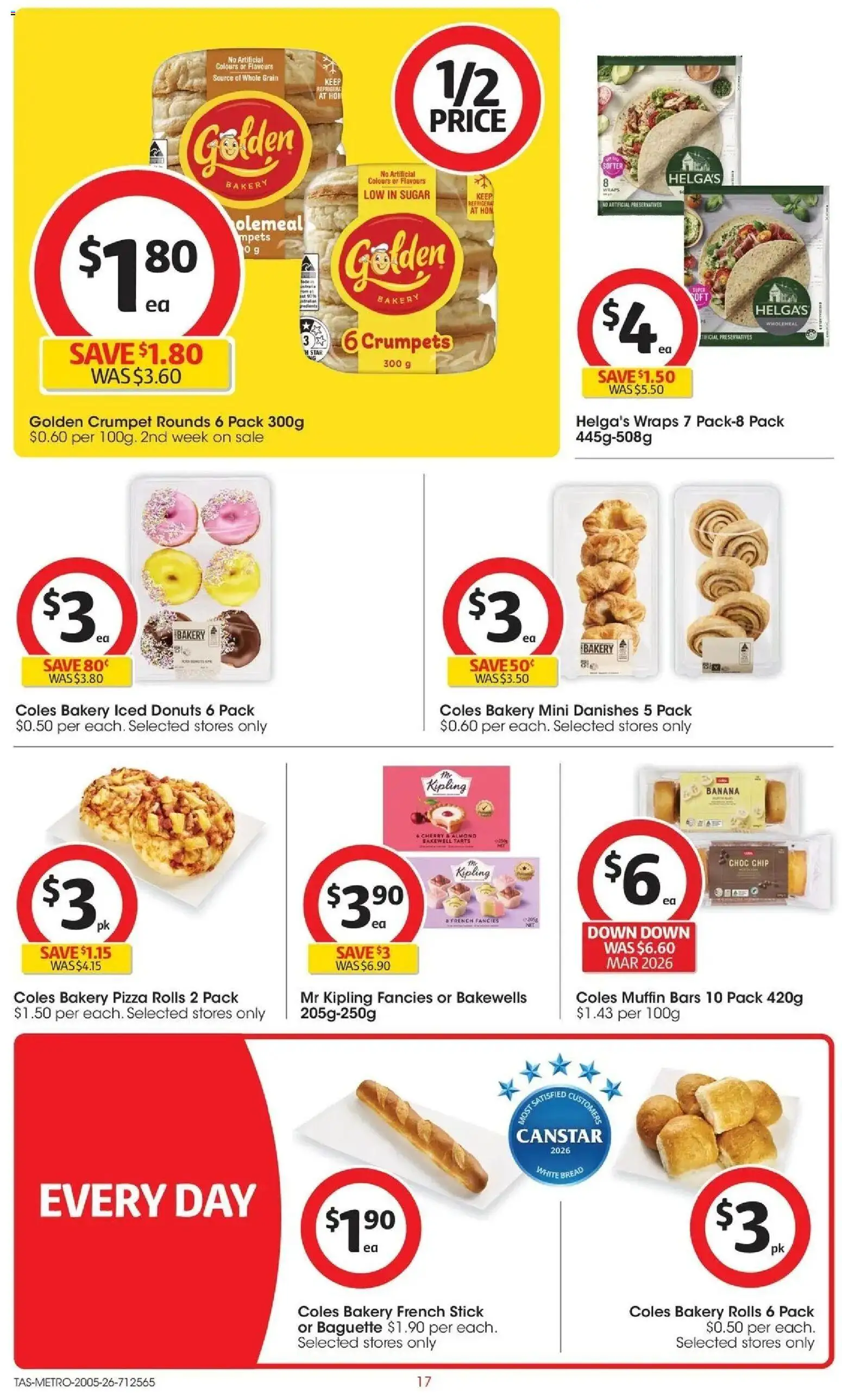 Coles catalogue - valid from 19.05.2026 | Page: 17 | Products: Donuts, Pizza, Sugar, Bakery