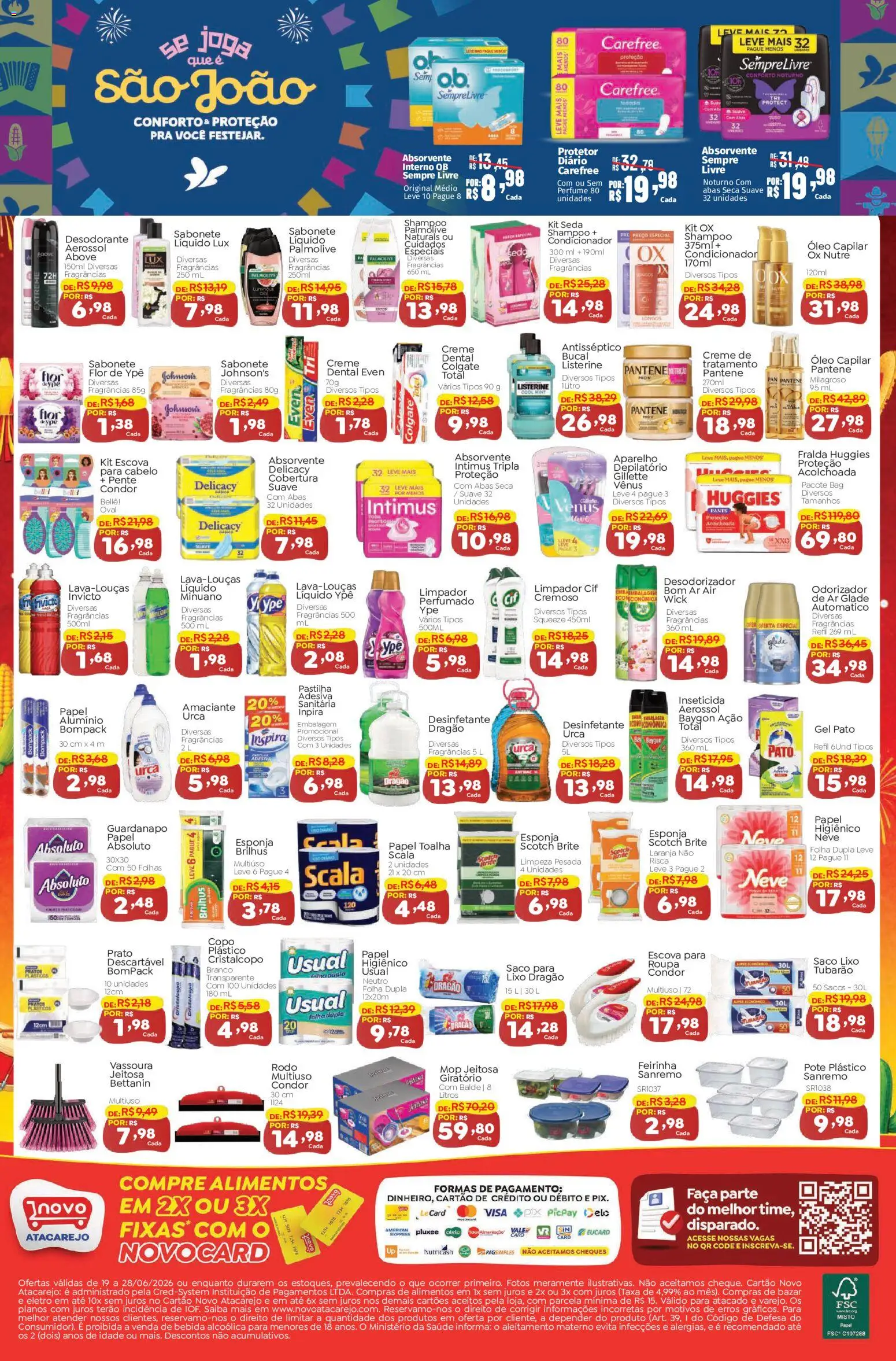 Novo Atacarejo Folheto - válido de 19/06/2026 | Página: 4 | Produtos: Shampoo, Faca, Óleo, Bebida