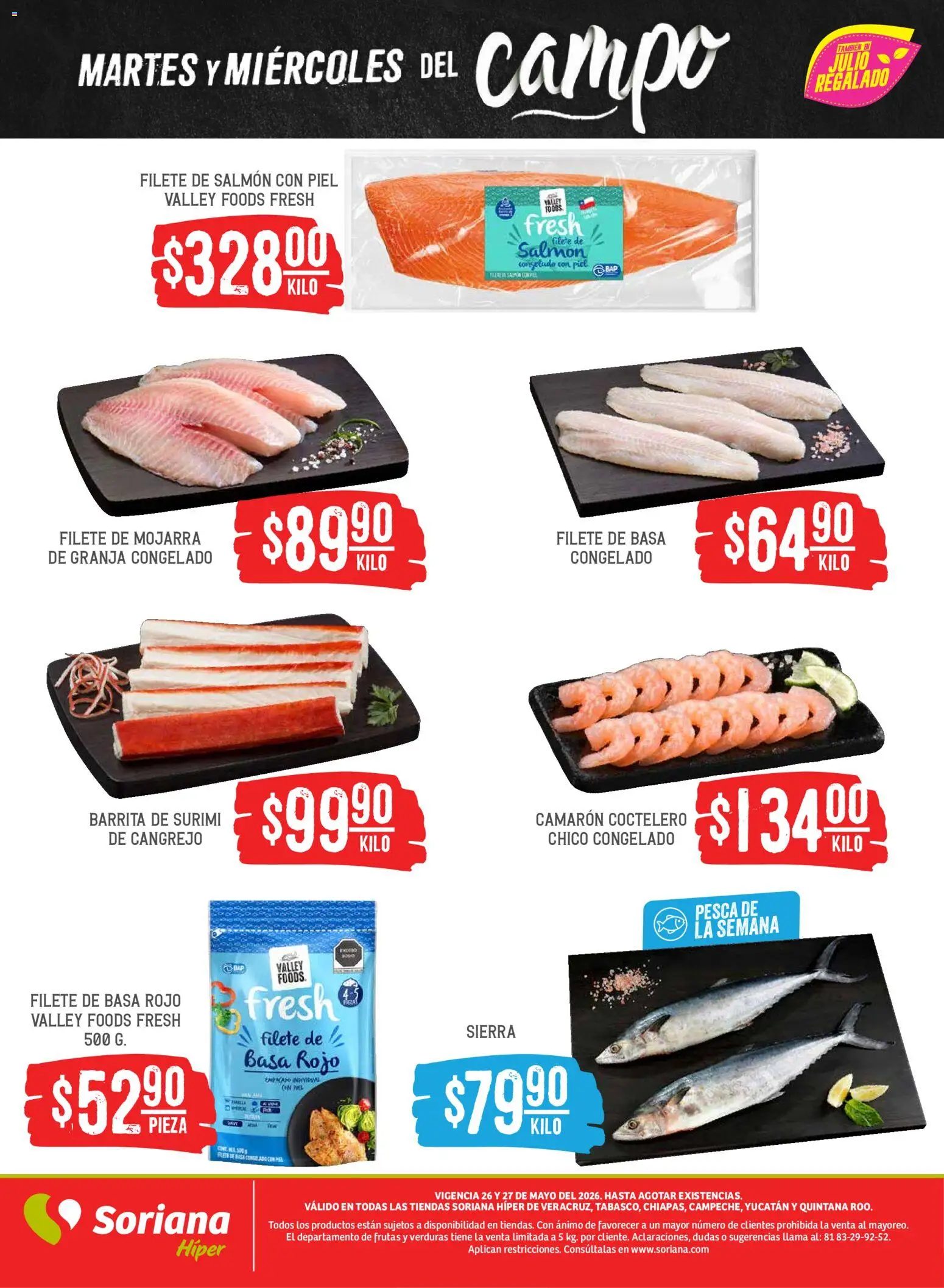 Nuevas ofertas de Soriana válidas en toda la República Mexicana desde el 26.05.2026. ¡Encuentra las mejores ofertas en Soriana Martes y Miércoles del Campo Híper: Ver, Tab, Chis, Camp, Yuc y Q. Roo! | Página: 5 | Productos: Sierra