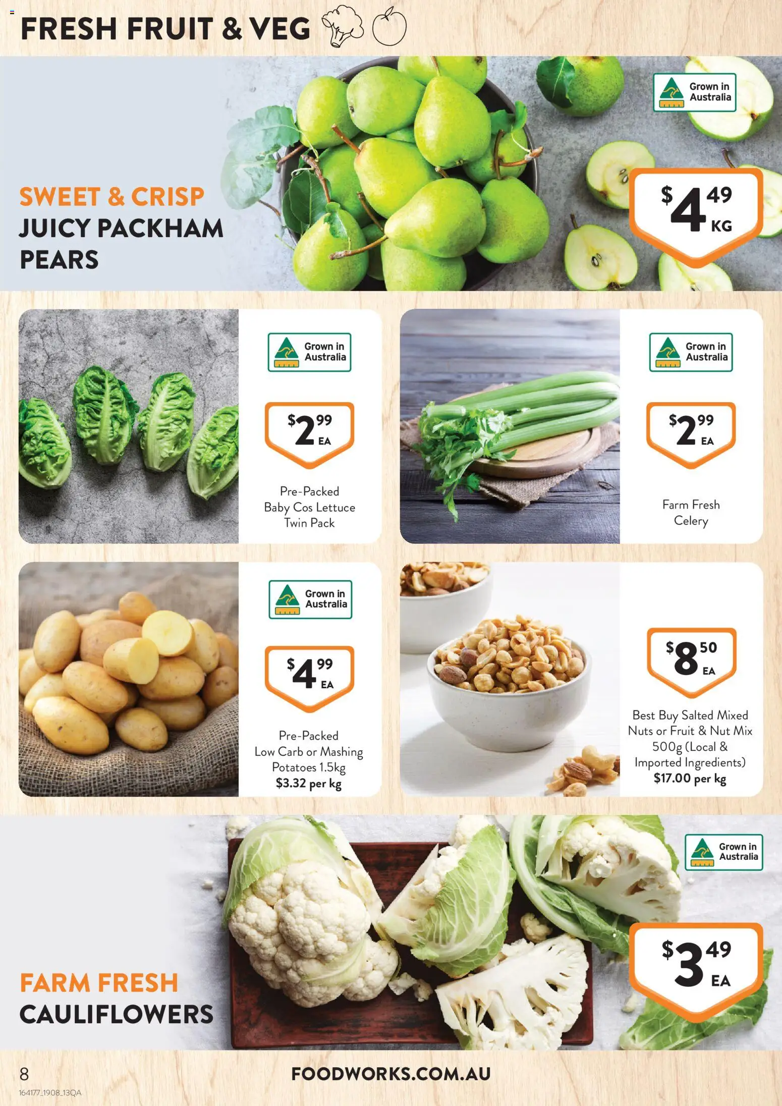 Foodworks catalogue - valid from 19/08/2026 | Page: 8 | Products: Ingredients, Lettuce, Celery, Pears