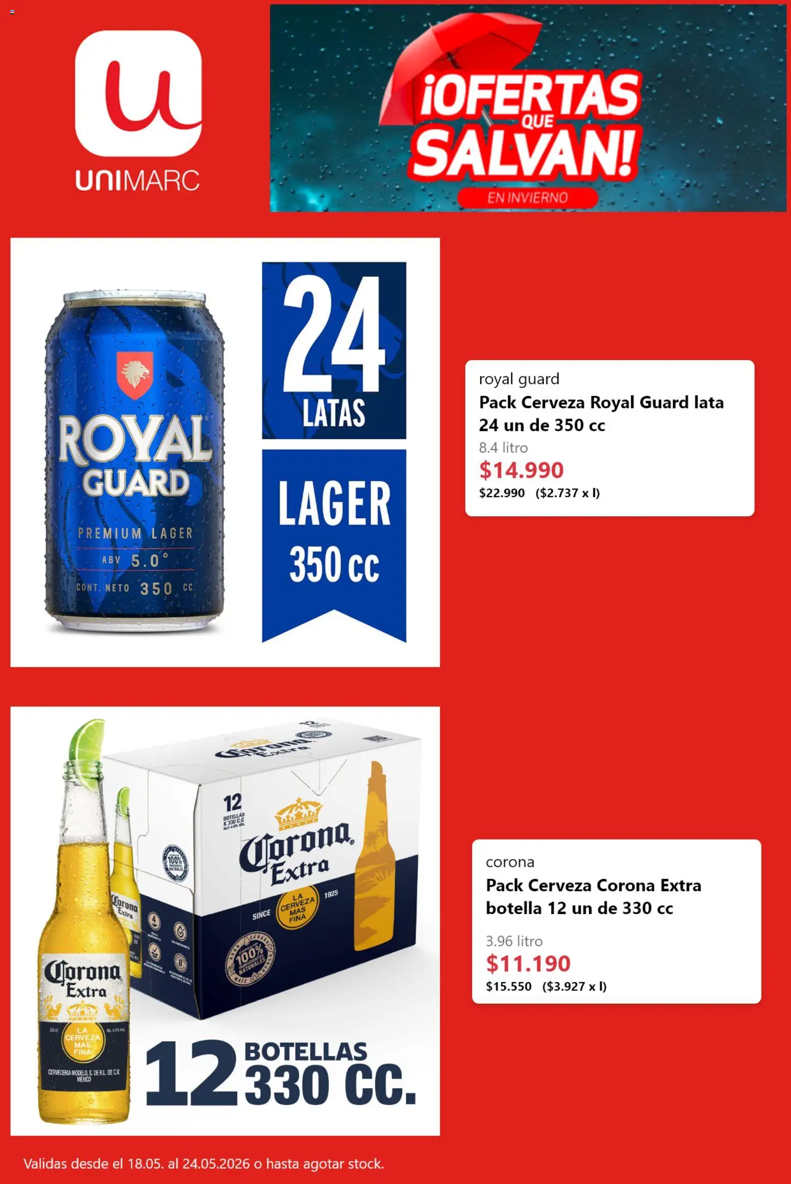 Unimarc Ofertas │ válido desde el 17.05.2026 | Página: 3 | Productos: Botella, Cerveza