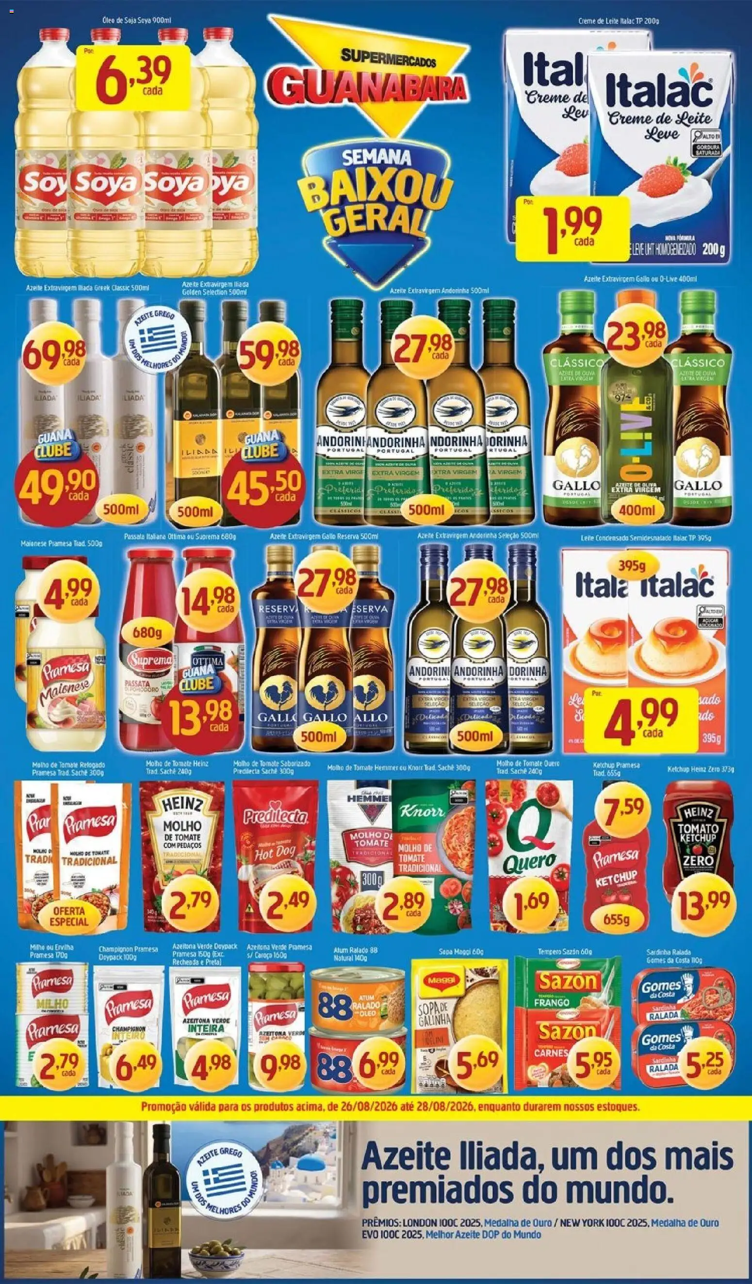 Supermercados Guanabara Folheto - válido de 26/08/2026 | Página: 14 | Produtos: Molho de tomate, Leite, Azeite de oliva, Azeite