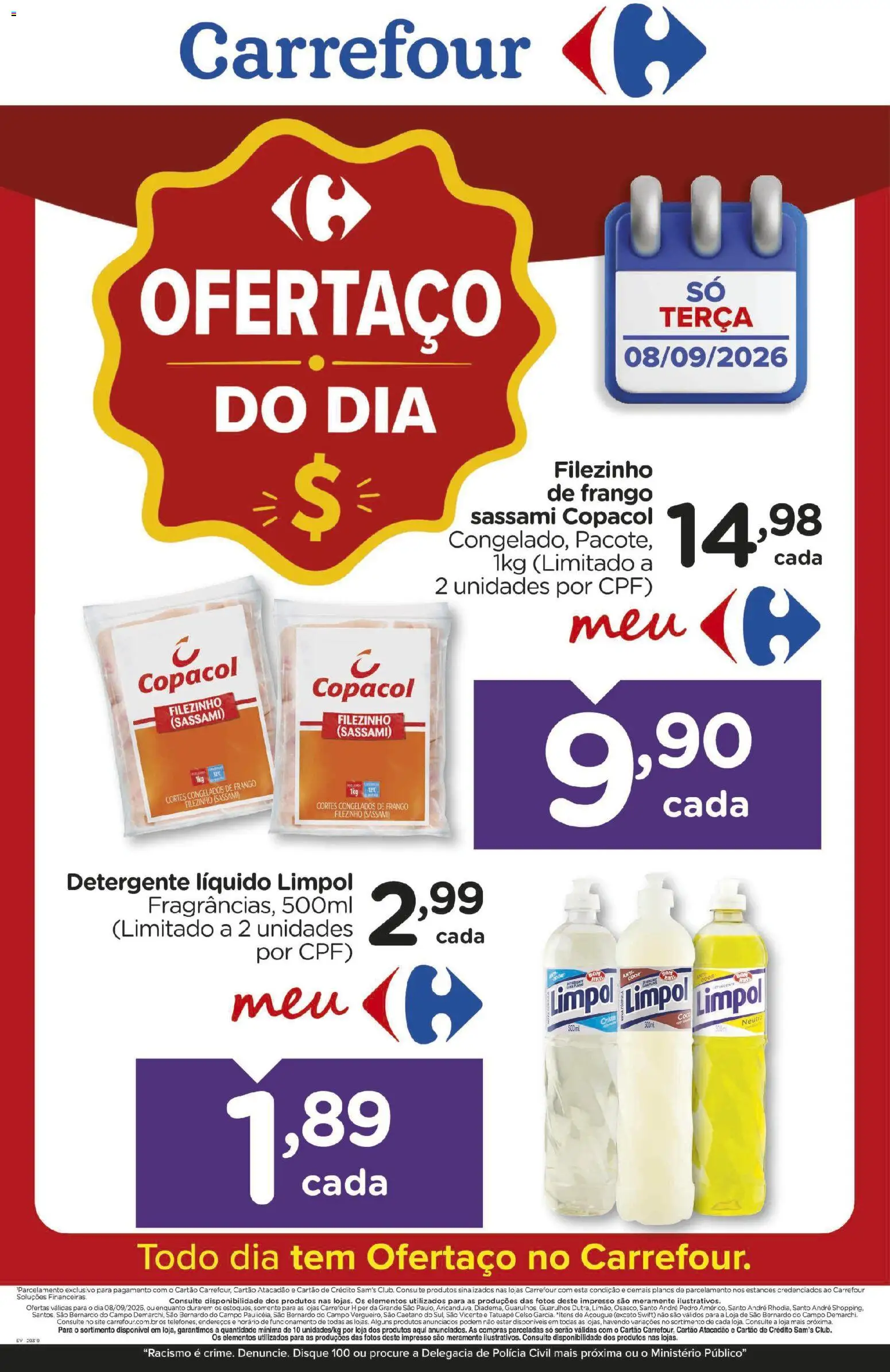Carrefour Folheto - válido de 08/09/2026 | Página: 1 | Produtos: Detergente, Frango