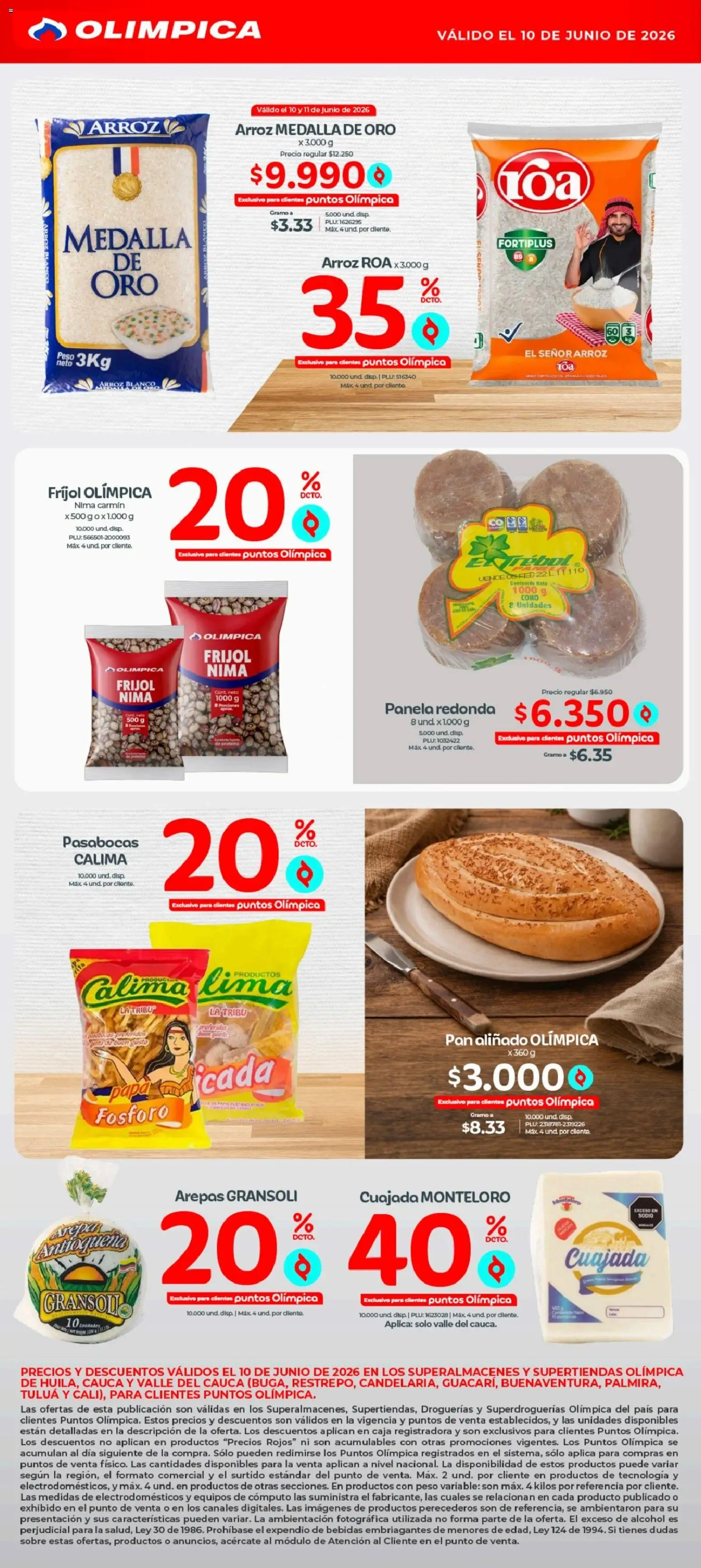 Olímpica revista - valida desde el 10.06.2026 | Página: 3 | Productos: Sobre, Panela, Pan, Tintura