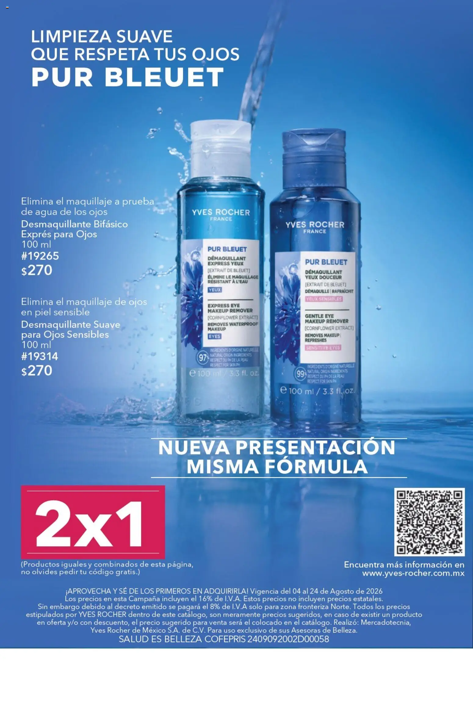 Nuevas ofertas de Yves Rocher válidas en toda la República Mexicana desde el 04/08/2026. ¡Encuentra las mejores ofertas en Yves Rocher campaña 11 2026! | Página: 120 | Productos: Agua, Desmaquillante, Maquillaje, Campana