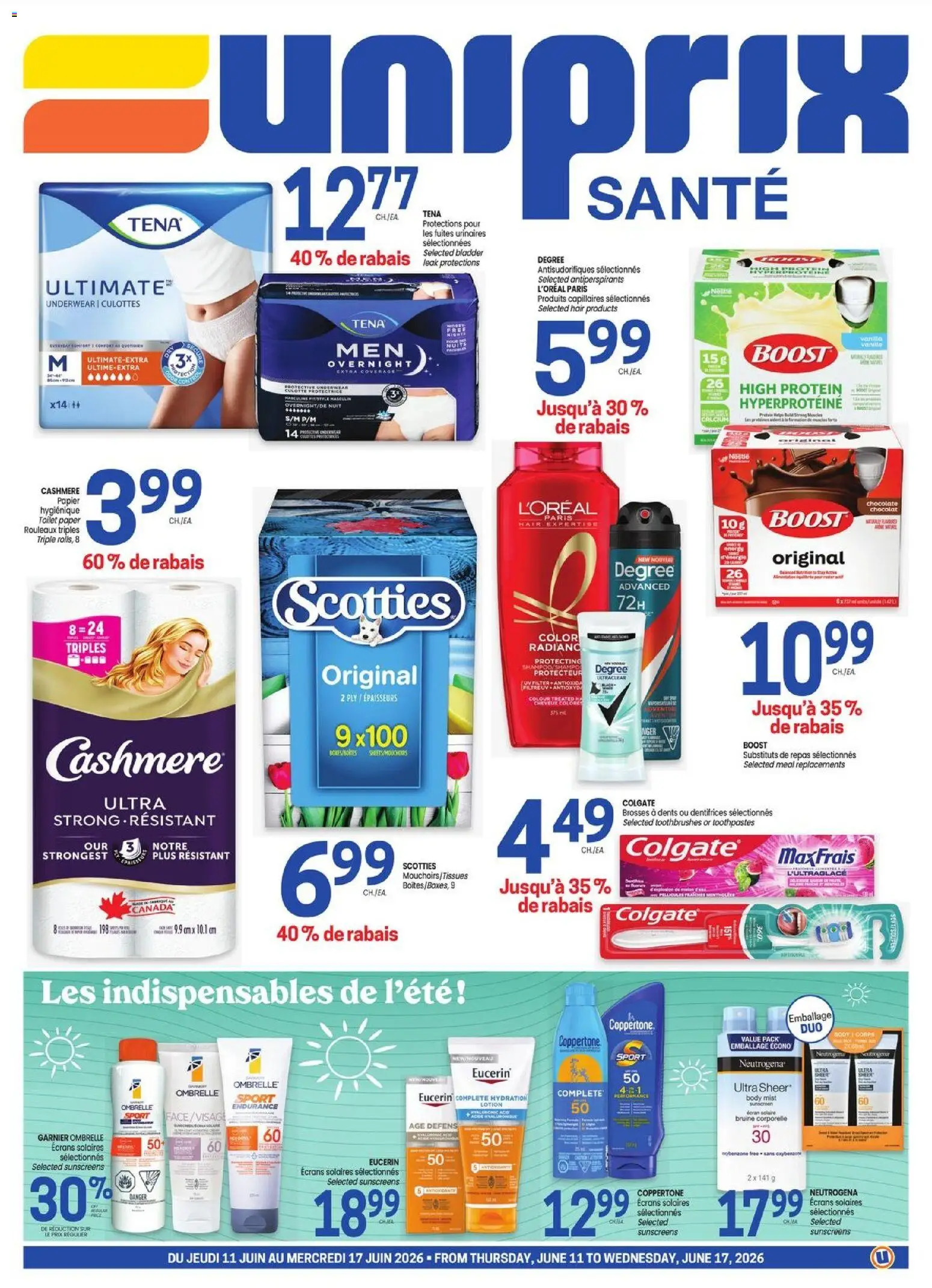 Uniprix flyer valid from 11.06.2026 | Page: 1 | Products: Shampoo, Chocolate, Underwear