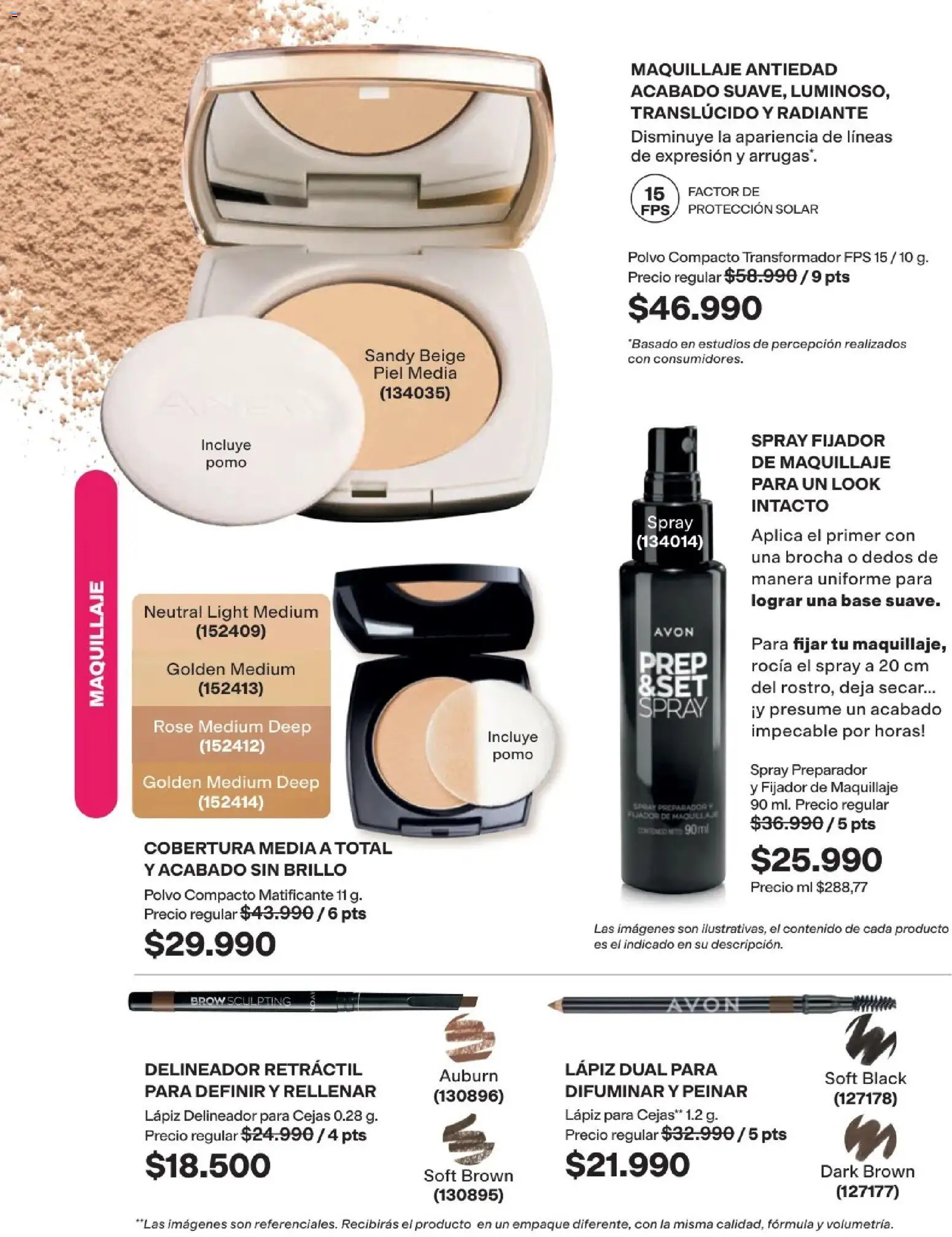 Avon revista - valida desde el 15/07/2026 | Página: 35 | Productos: Polvo compacto, Brocha, Polvo, Delineador