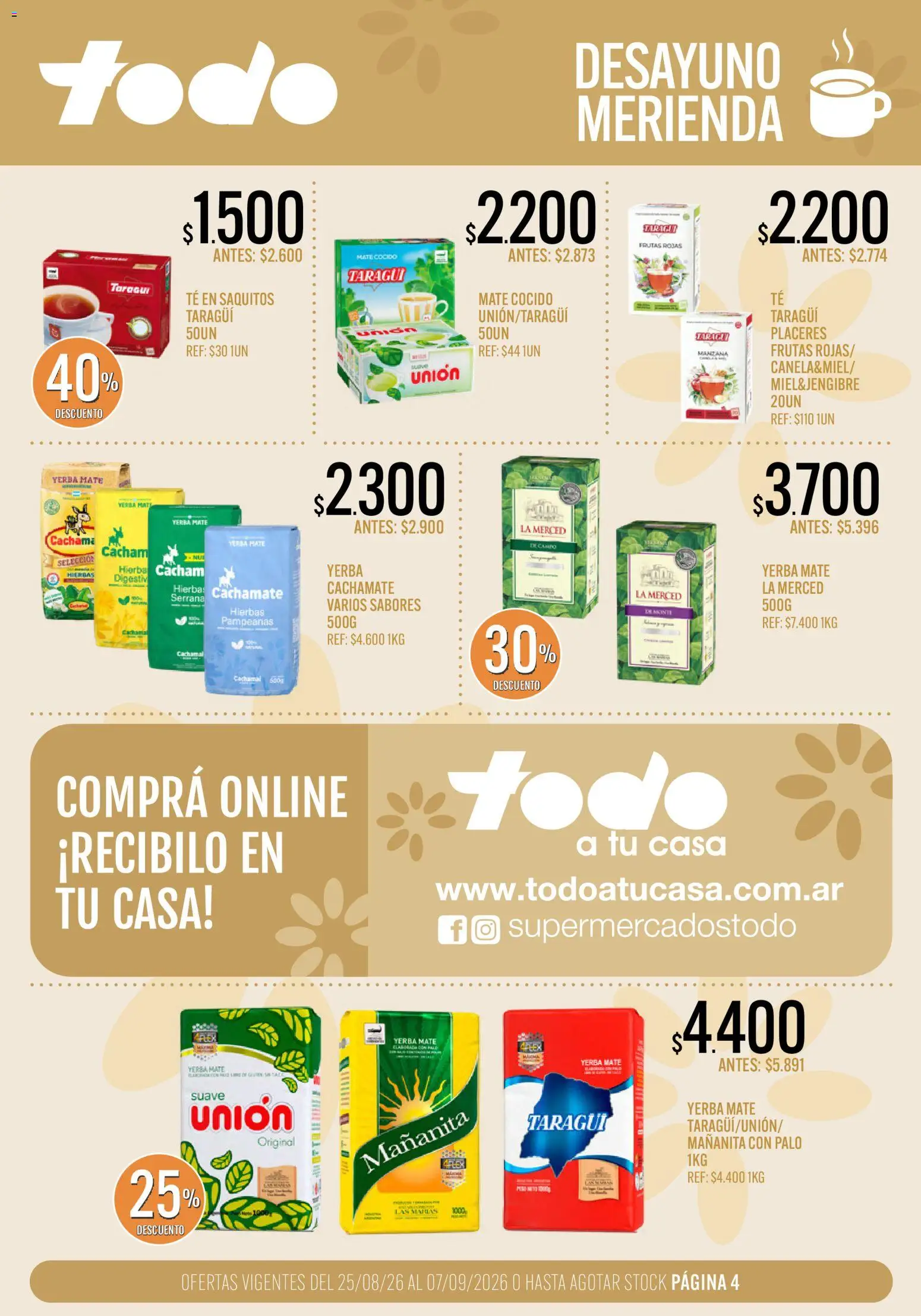 Supermercados TODO - Ofertas │ válido desde el 25/08/2026 | Página: 4 | Productos: Hierbas, Mate, Yerba, Té