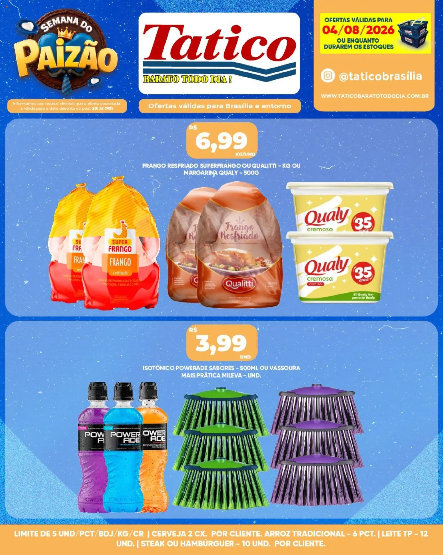 Tatico Folheto - válido de 04/08/2026 | Página: 4 | Produtos: Leite, Cerveja, Hambúrguer, Margarina