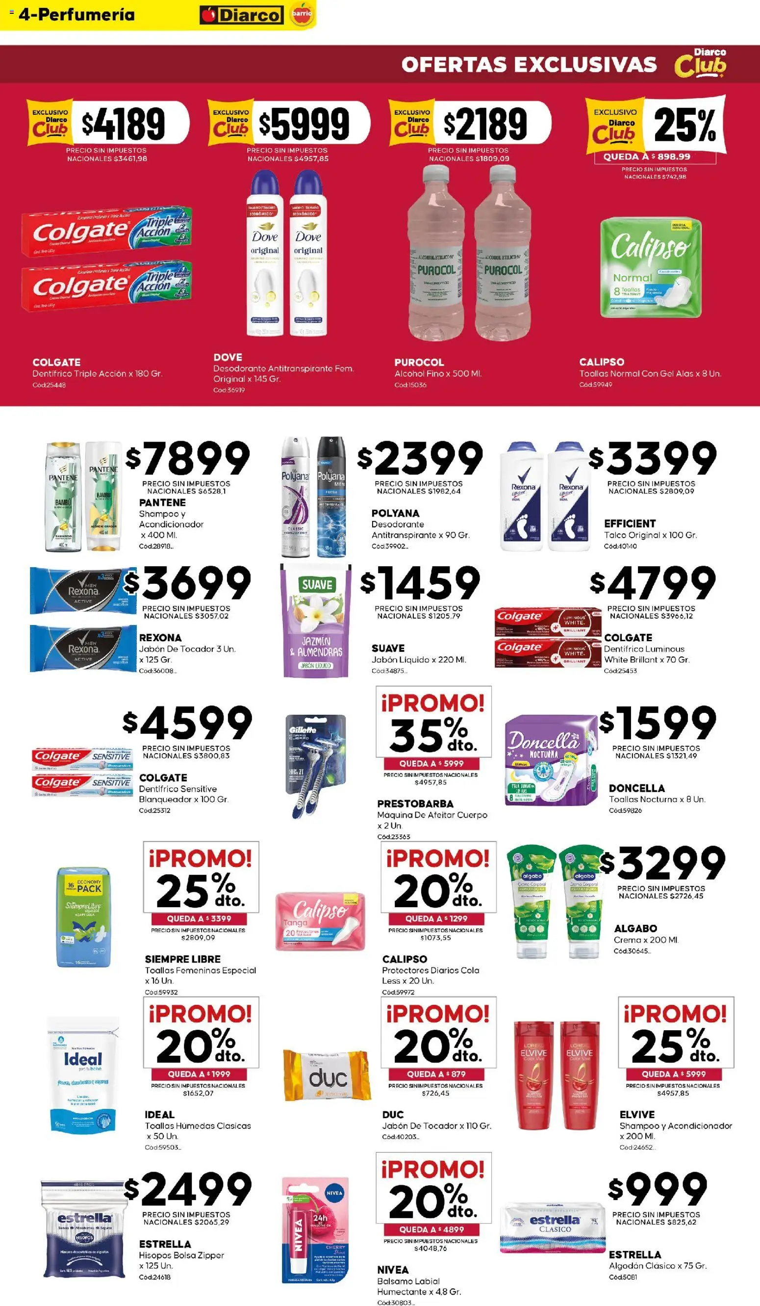 Diarco - Ofertas Diarco Barrio │ válido desde el 10/08/2026 | Página: 4 | Productos: Toallas, Almendras, Acondicionador, Desodorante