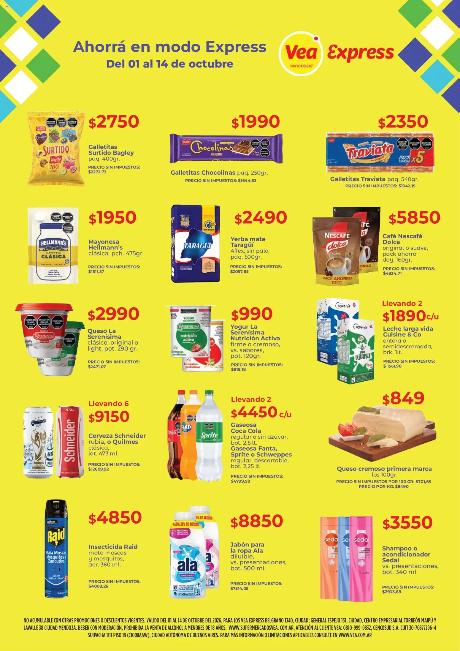 Vea - Express Mendoza │ válido desde el 01/10/2026 | Página: 1 | Productos: Mata moscas, Galletitas, Yogur, Café