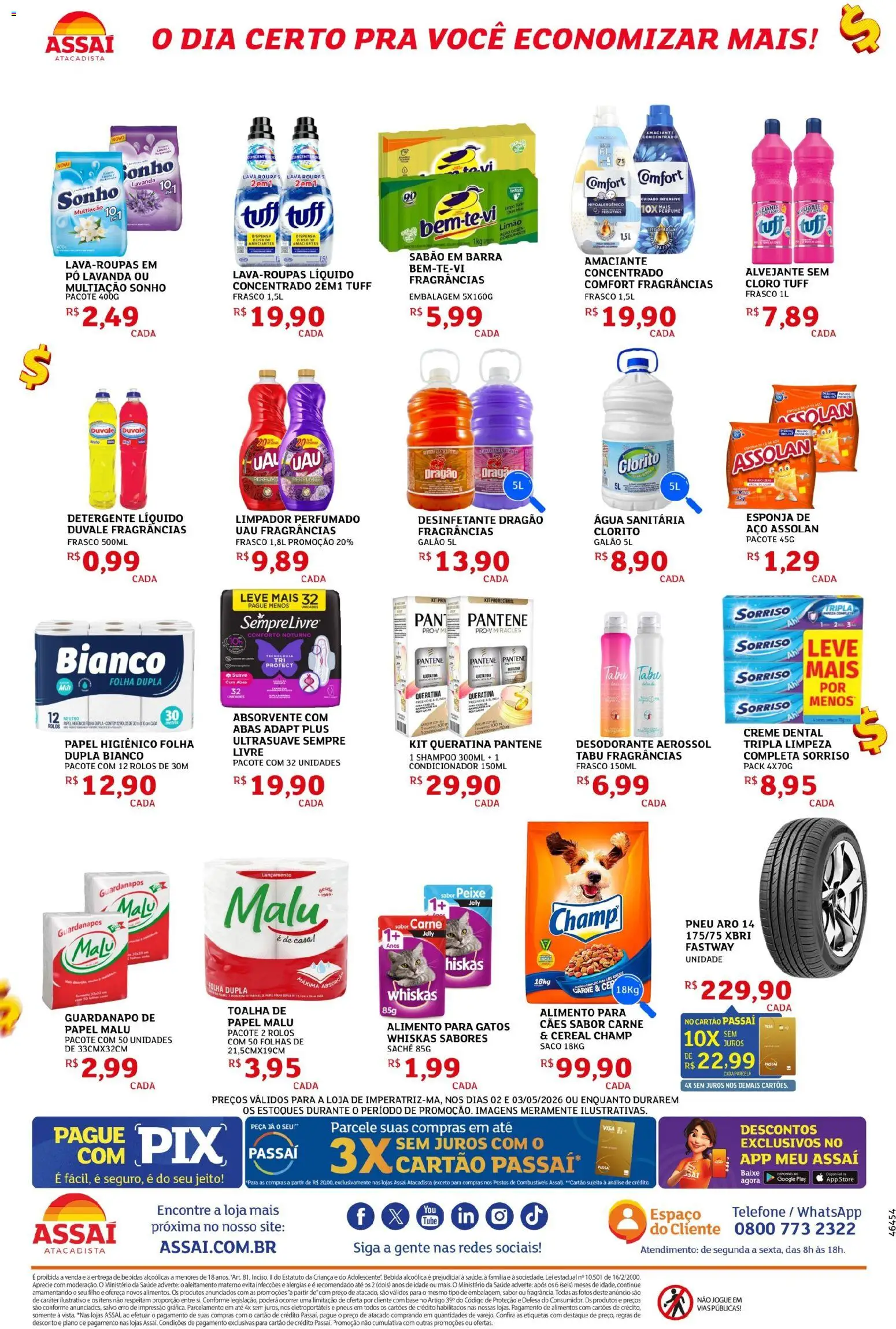 Assaí Atacadista Folheto - válido de 02.05.2026 | Página: 4 | Produtos: Desodorante, Telefone, Amaciante, Guardanapo