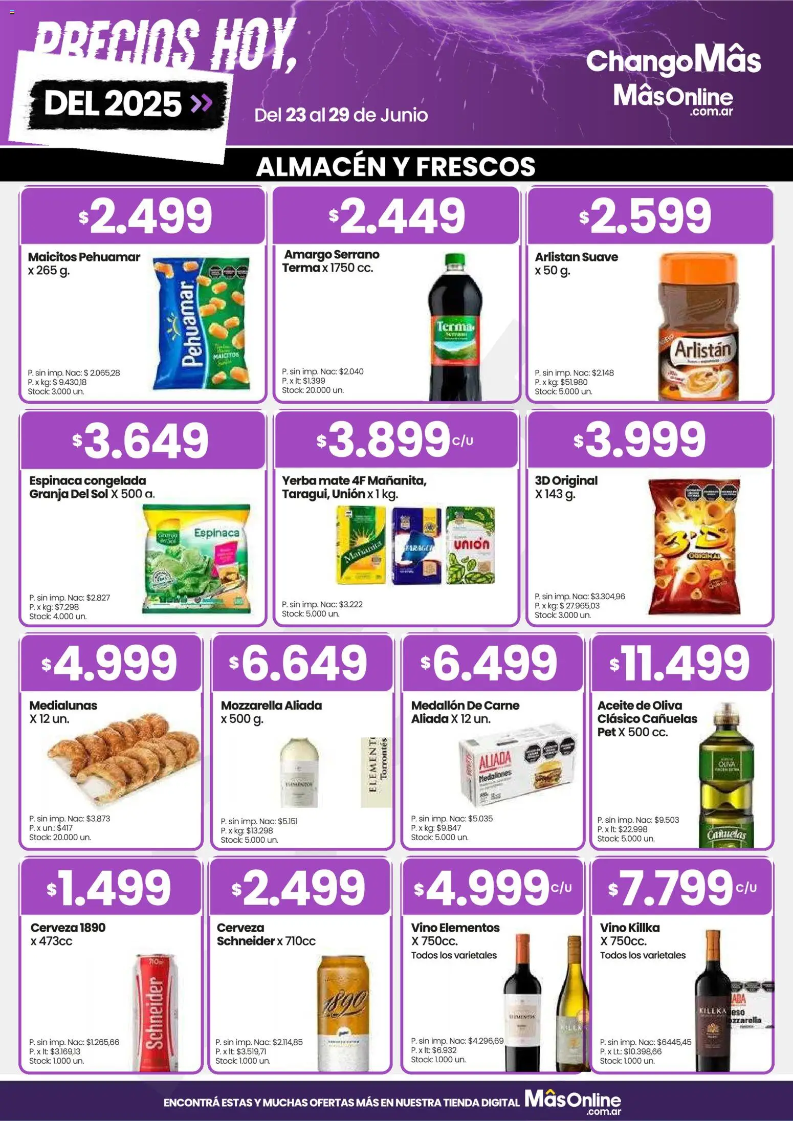 Changomas ofertas │ válido desde el 23/06/2026 | Página: 4 | Productos: Aceite, Oliva, Cerveza, Espinaca