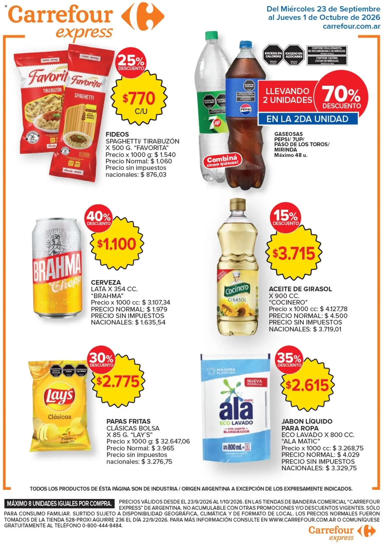 Carrefour Express catálogo │ válido desde el 23/09/2026 | Página: 5 | Productos: Papas, Ropa, Cerveza, Papas fritas