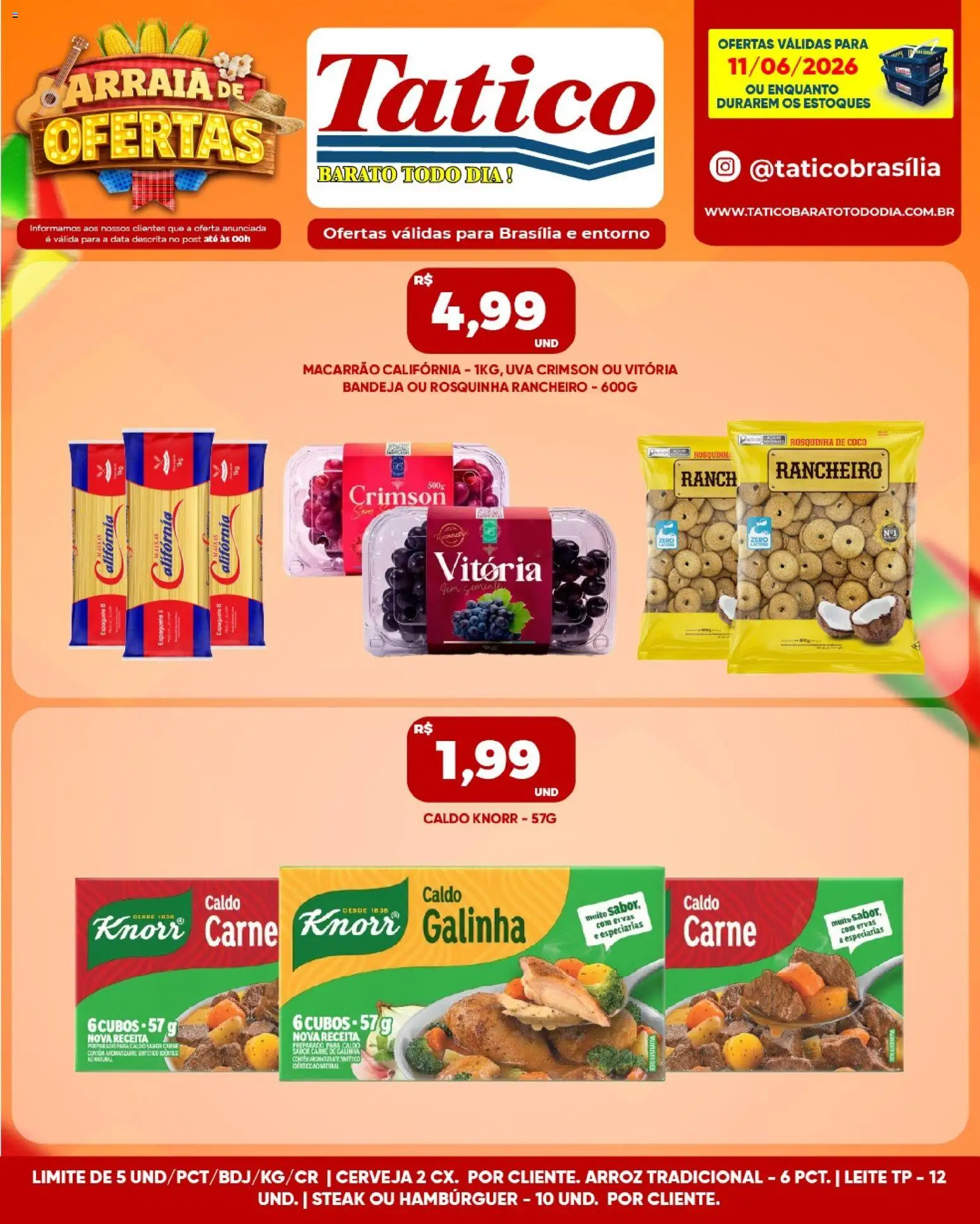 Tatico Folheto - válido de 11.06.2026 | Página: 2 | Produtos: Arroz, Hambúrguer, Knorr, Rosquinha