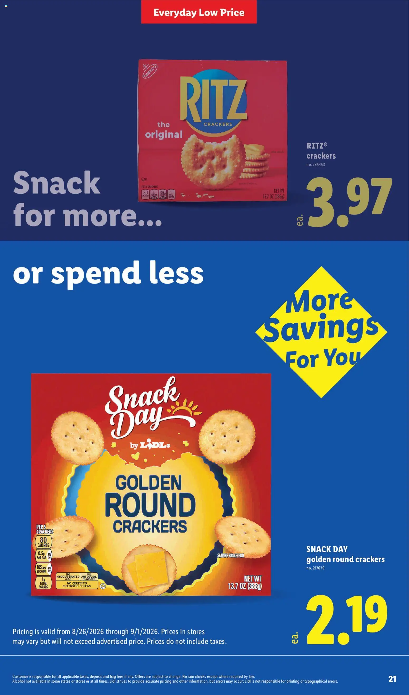 Lidl Weekly Ad - valid from 08/26/2026 | Page: 21 | Products: Crackers, Alcohol, Bag