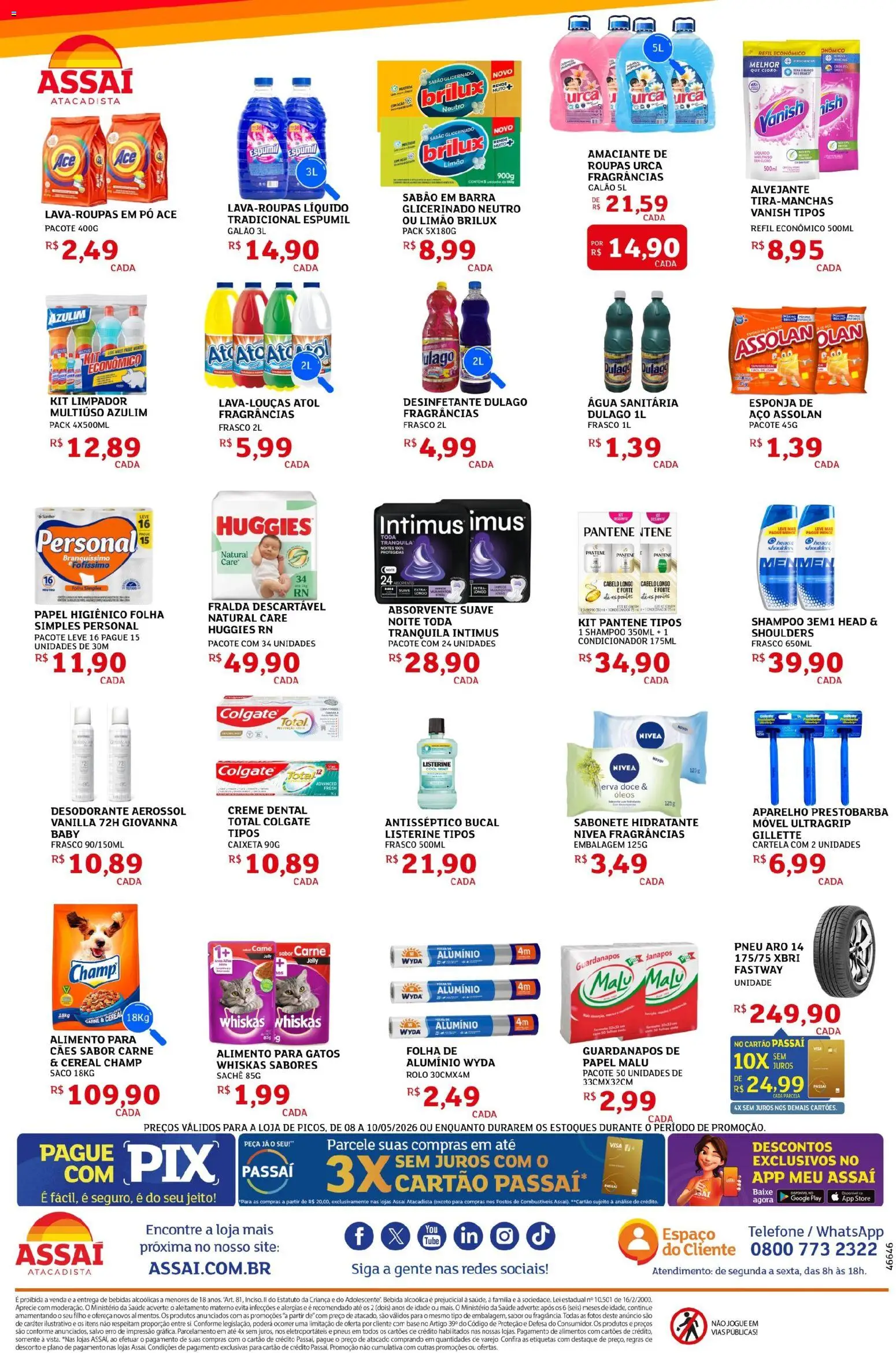 Assaí Atacadista Folheto - válido de 08.05.2026 | Página: 4 | Produtos: Rolo, Carne, Sabonete, Papel higiênico