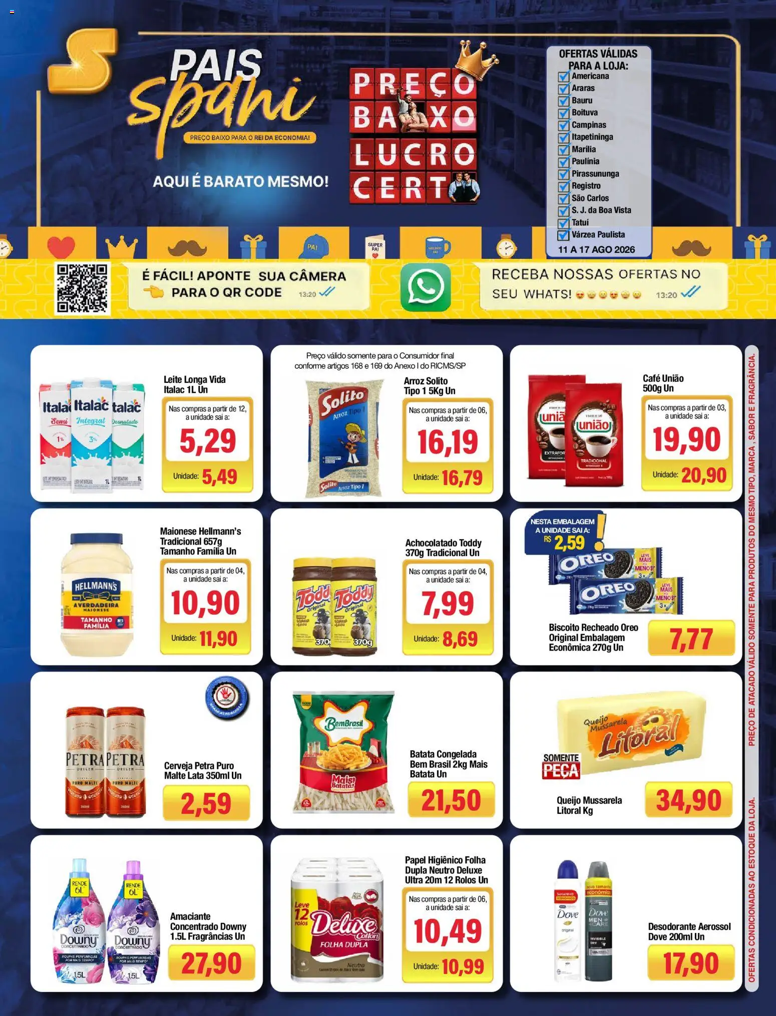 Spani Atacadista Folheto - válido de 11/08/2026 | Página: 1 | Produtos: Roupas, Dove, Biscoito recheado, Papel higiênico