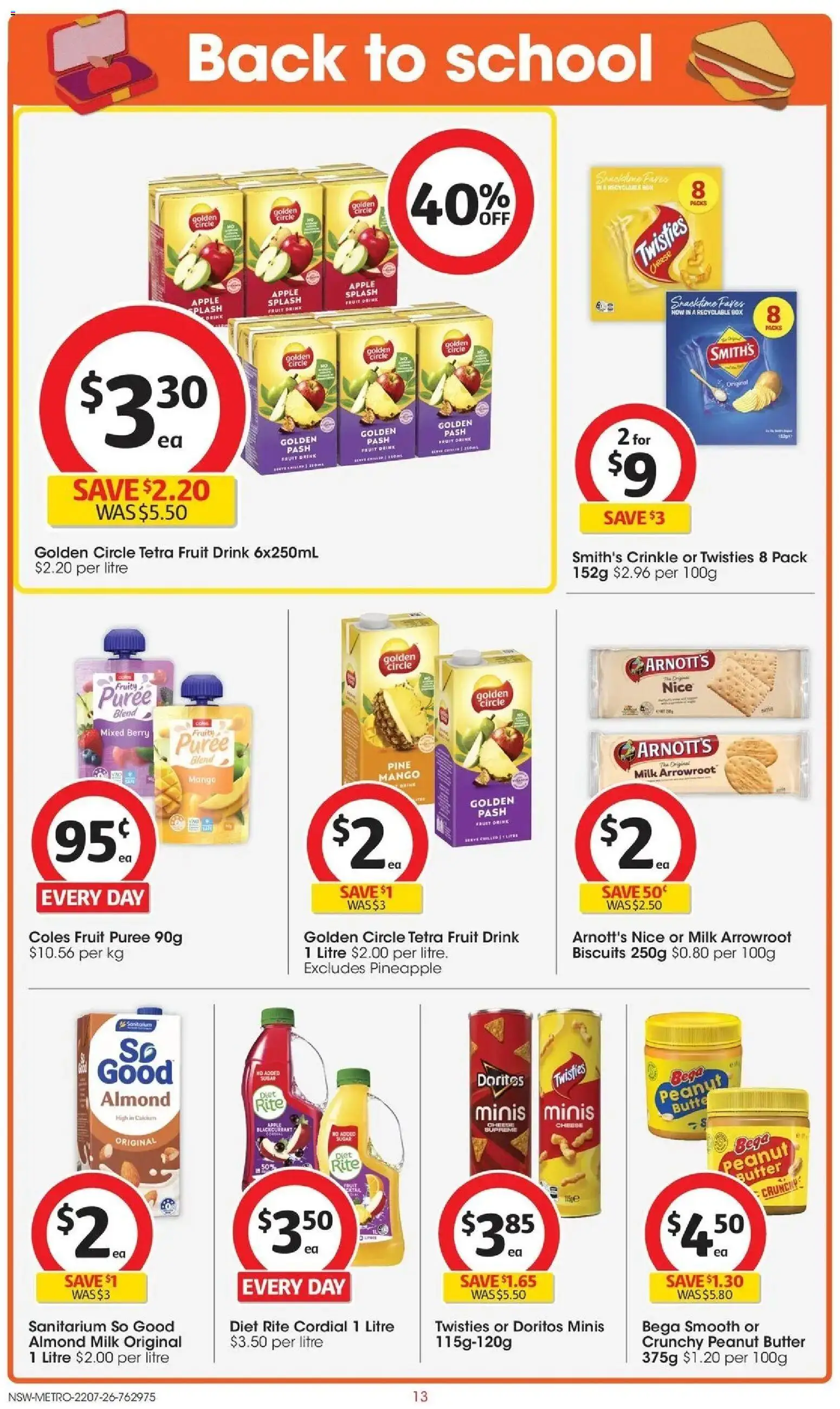 Coles catalogue - valid from 22/07/2026 | Page: 13 | Products: Butter, Pineapple, Biscuits, Mango