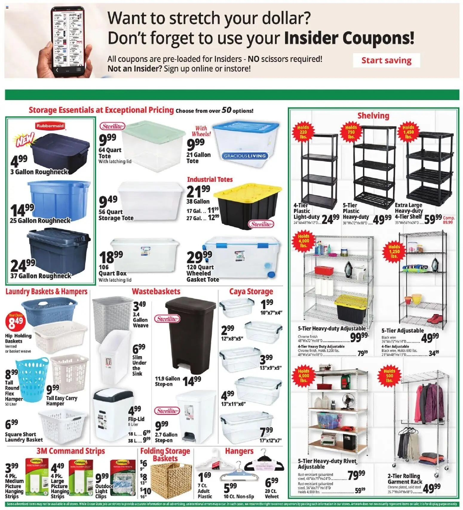 Ocean State Job Lot Weekly Ad - valid from 08/13/2026 | Page: 10 | Products: Box, Wire, Gasket, Laundry basket