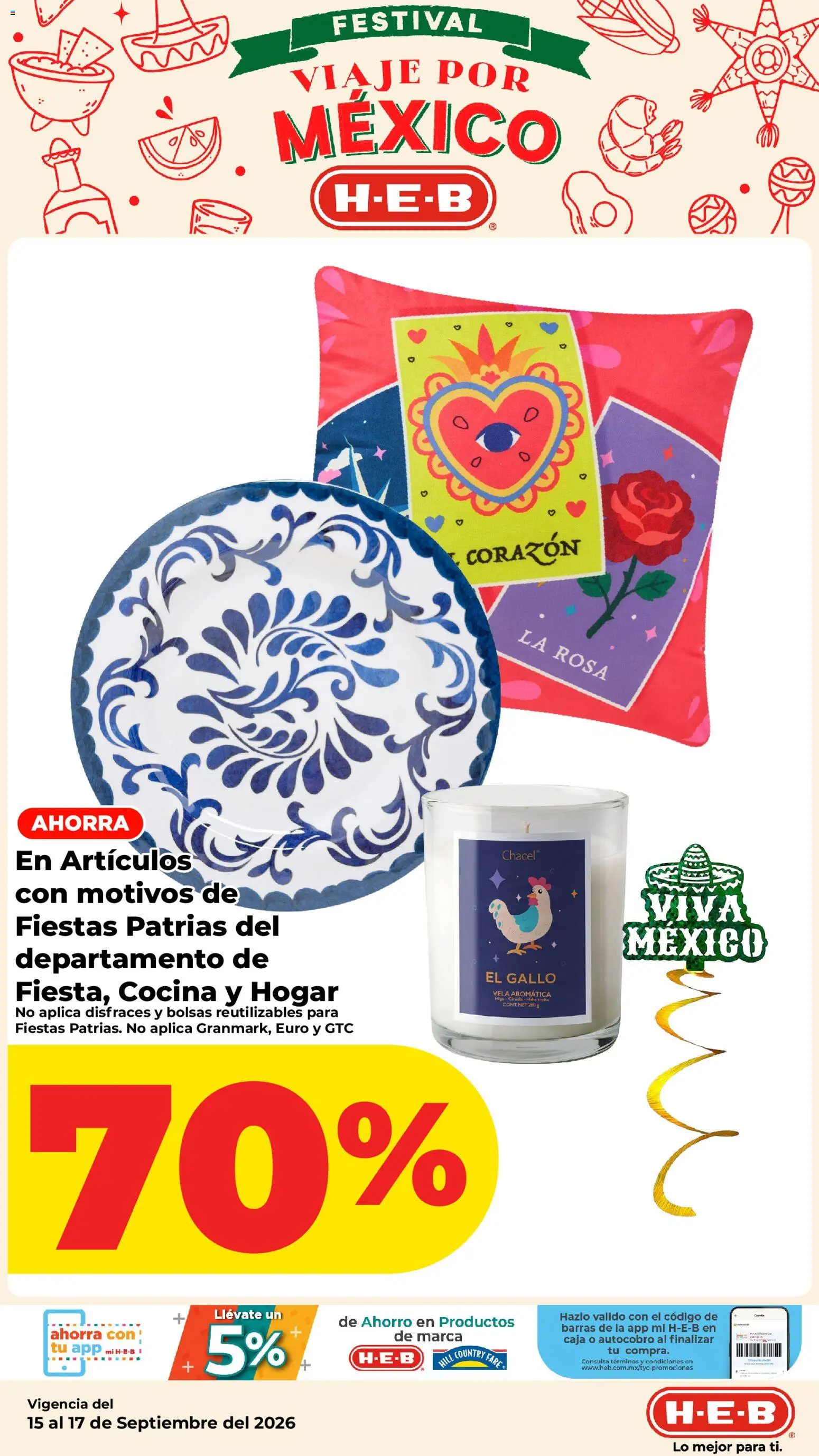 Nuevas ofertas de H-E-B válidas en toda la República Mexicana desde el 15/09/2026. ¡Encuentra las mejores ofertas en H-E-B folleto Los precios hoy están bajos! | Página: 7 | Productos: Vela, Cocina, Caja