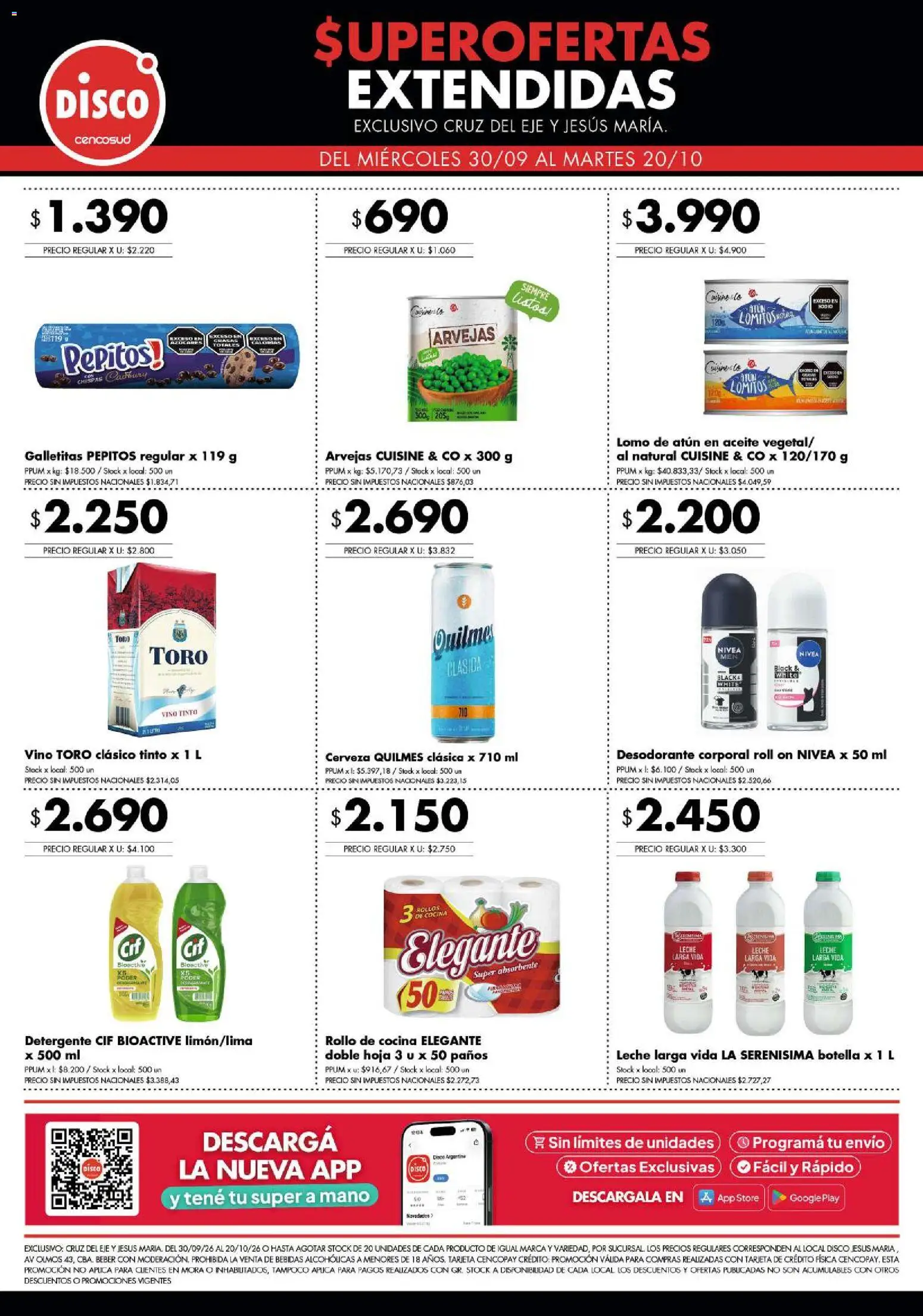 Disco - Superofertas extendidas - Cruz del Eje y Jesus Maria │ válido desde el 30/09/2026 | Página: 7 | Productos: Disco, Cocina, Aceite, Arvejas
