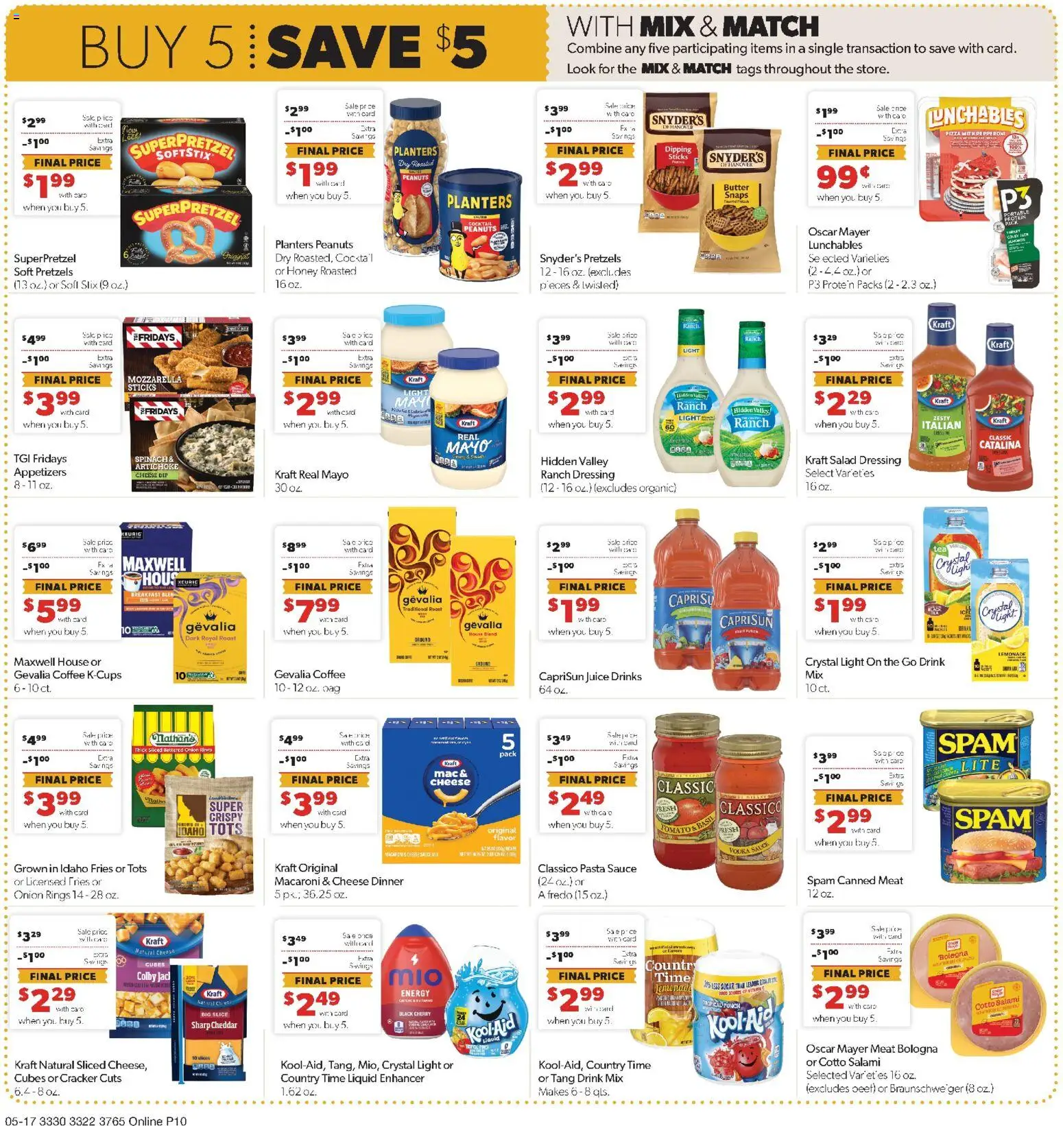 Family Fare Weekly Ad - MN - valid from 17.05.2026 | Page: 5 | Products: Spinach, Cheese, Salami, Juice
