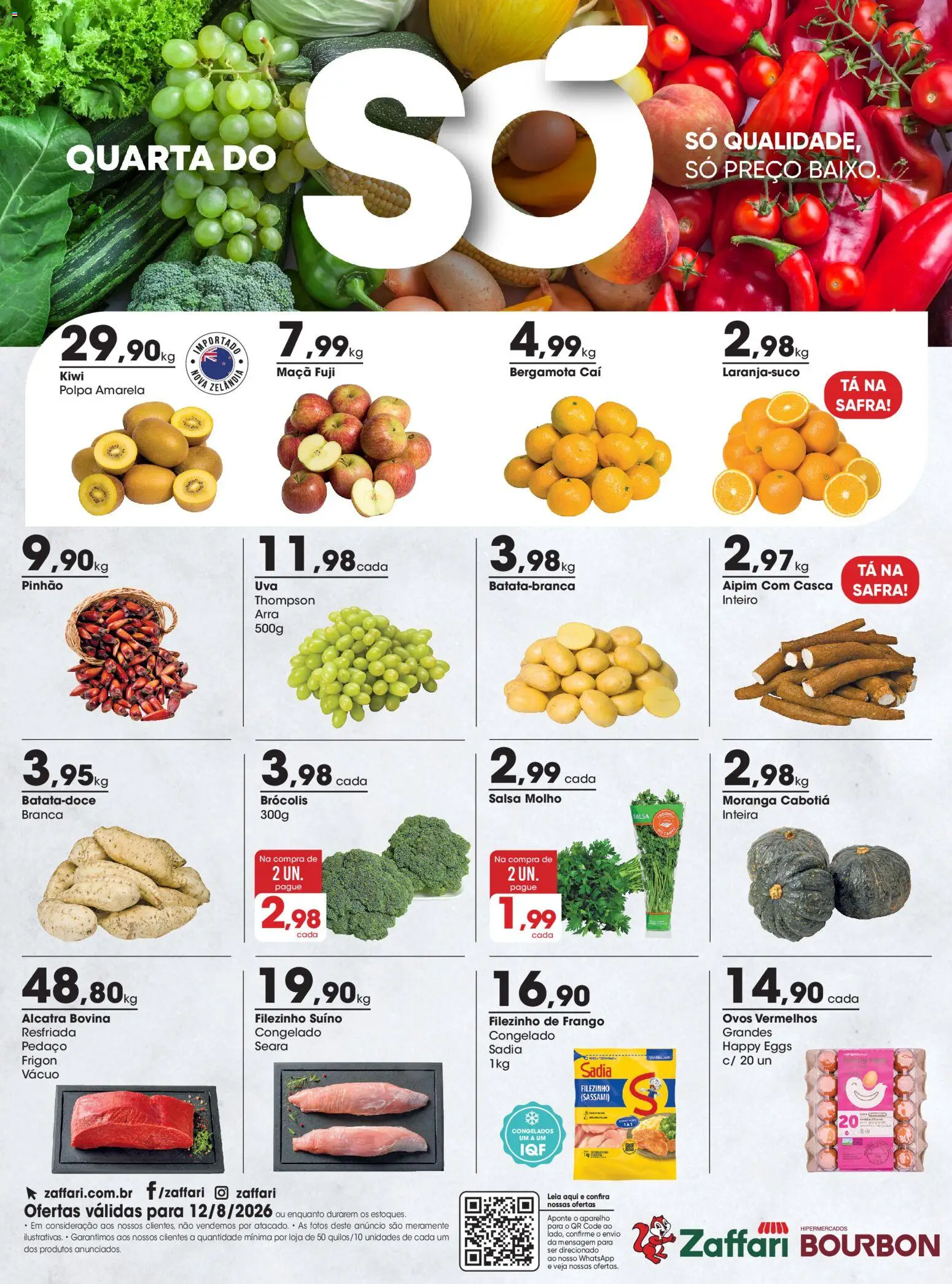 Zaffari Folheto - válido de 12/08/2026 | Página: 1 | Produtos: Ovos, Kiwi, Brócolis, Frango