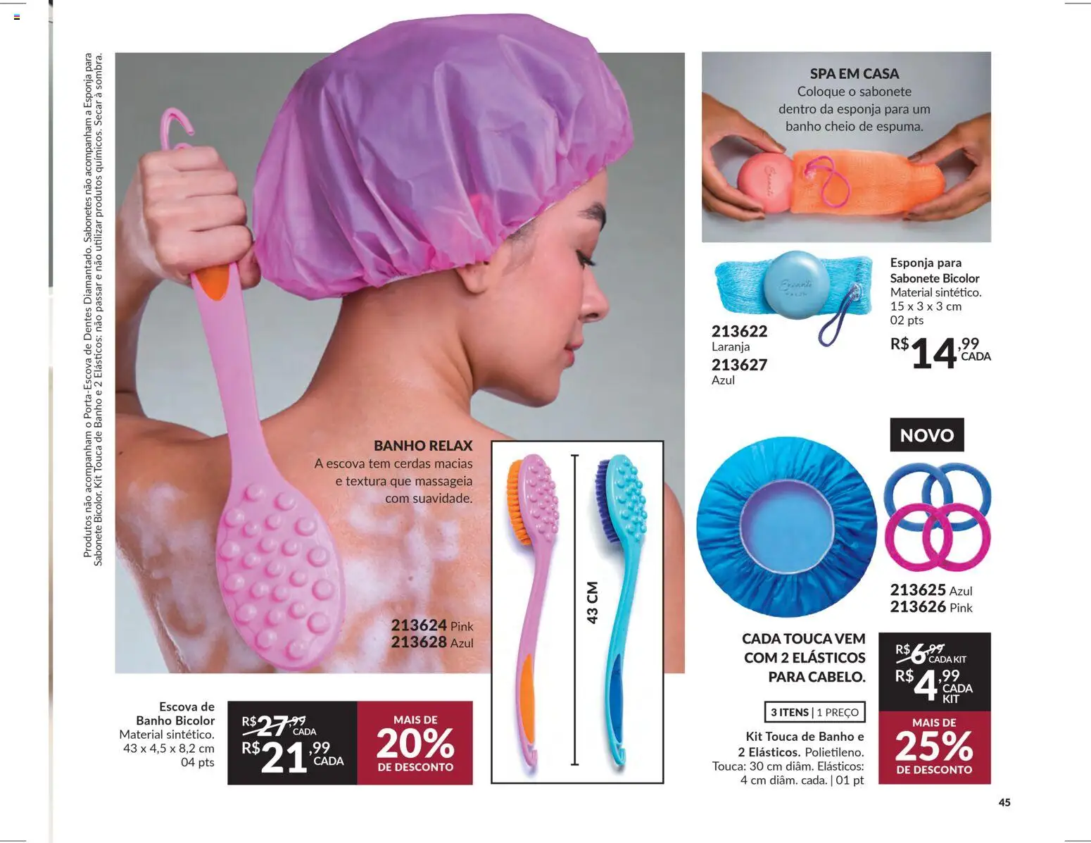 Avon Folheto - válido de 18.02.2026 | Página: 45 | Produtos: Touca, Elásticos, Sabonete, Touca de banho