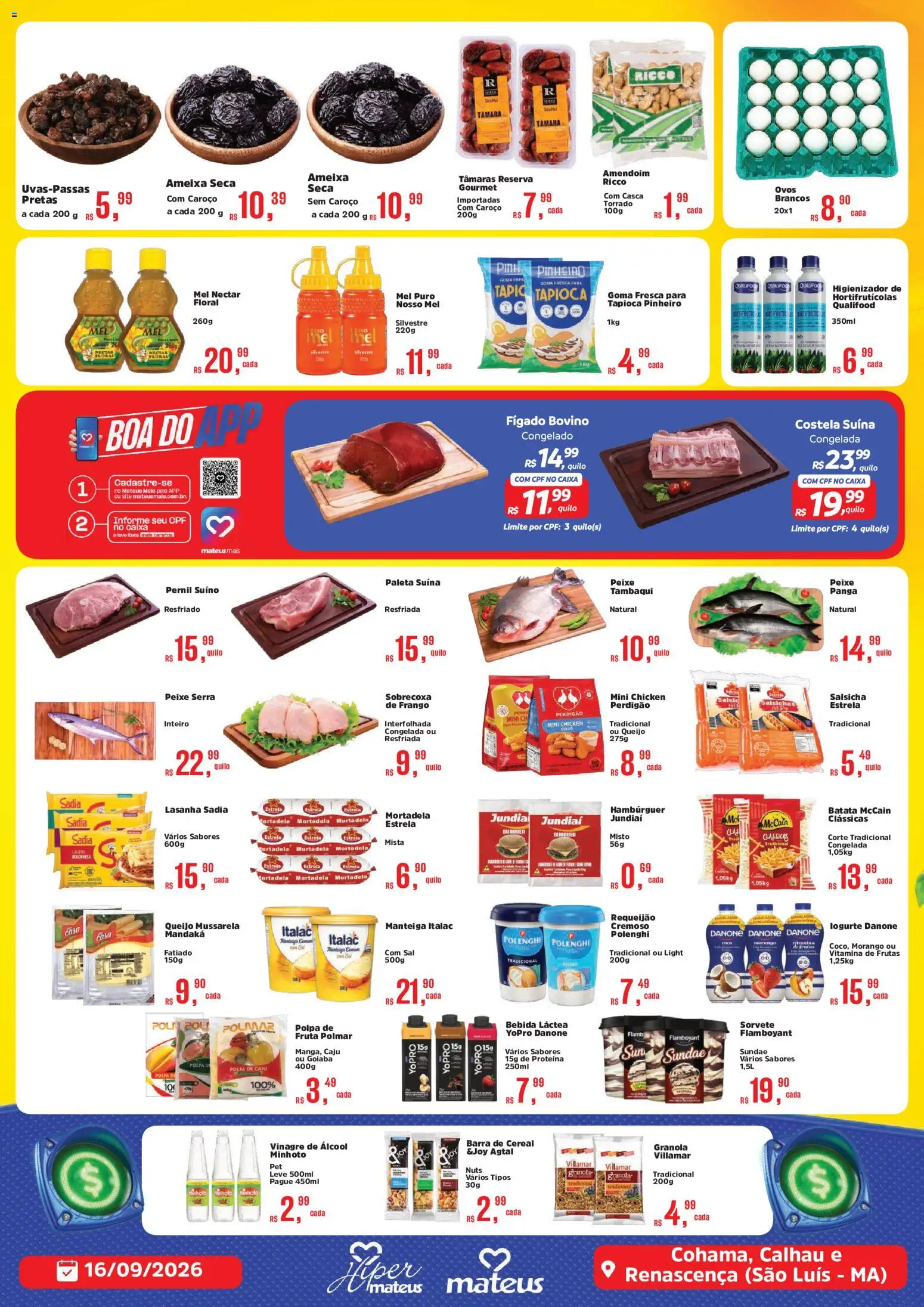 Mateus Folheto - válido de 16/09/2026 | Página: 2 | Produtos: Frutas, Tâmaras, Pernil suíno, Sal