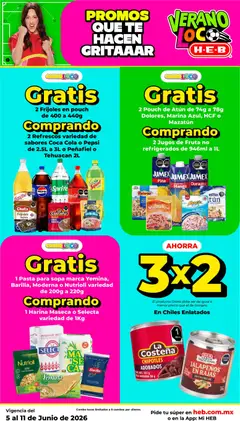 Vista previa de H-E-B folleto, nuevo folleto de la tienda, válido en México a partir del 05.06.2026 | Página: 5 | Productos: Sopa, Agua, Piña, Pasta