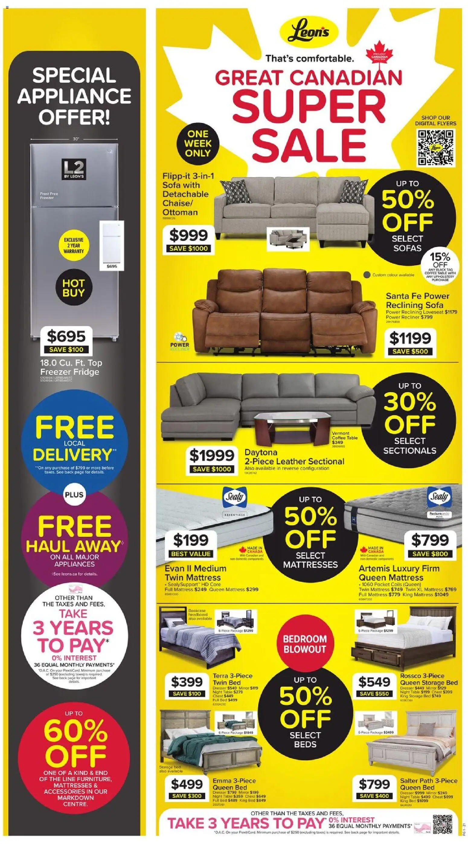 Leon's flyer valid from 07.05.2026 | Page: 1 | Products: Mattress, Sofa, Table, Coffee