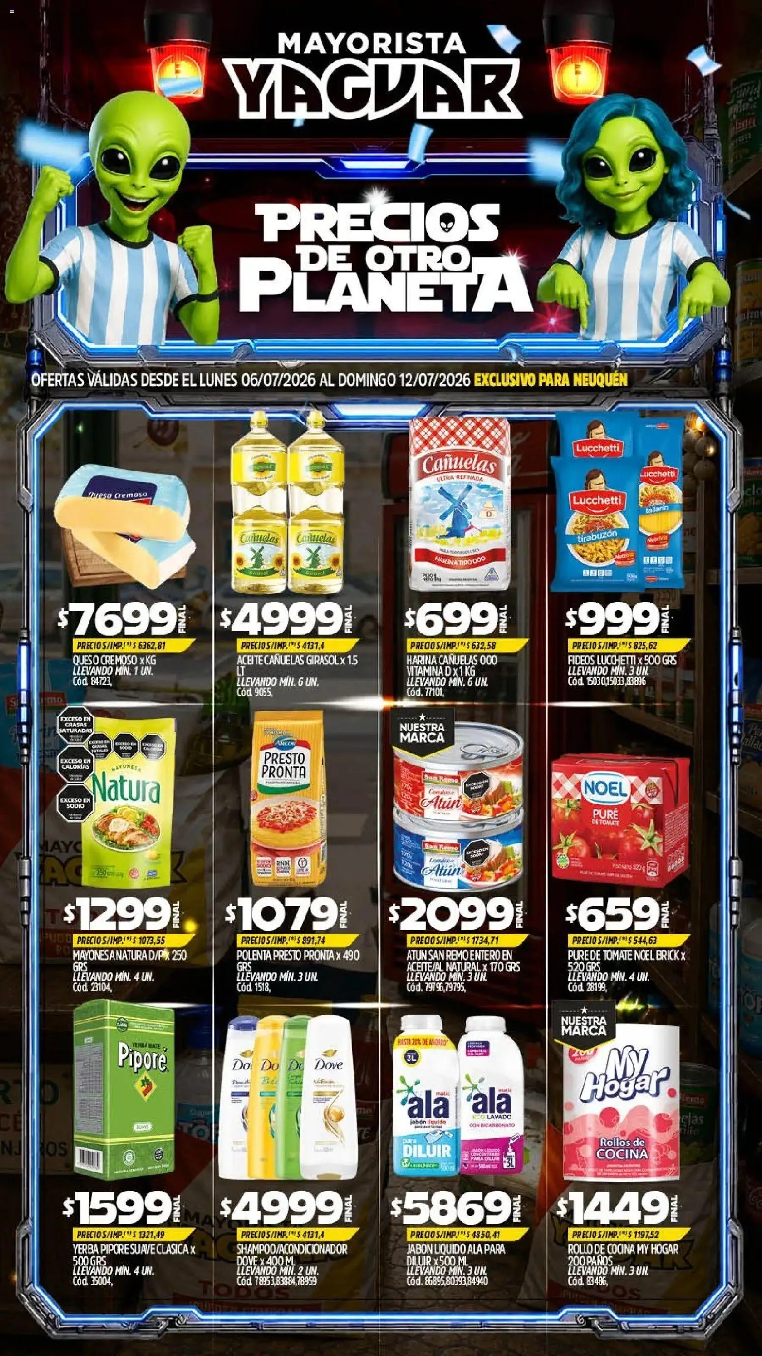Yaguar - Oferta Semanal Neuquen │ válido desde el 06/07/2026 | Página: 1 | Productos: Harina, Yerba, Jabón líquido, Mayonesa