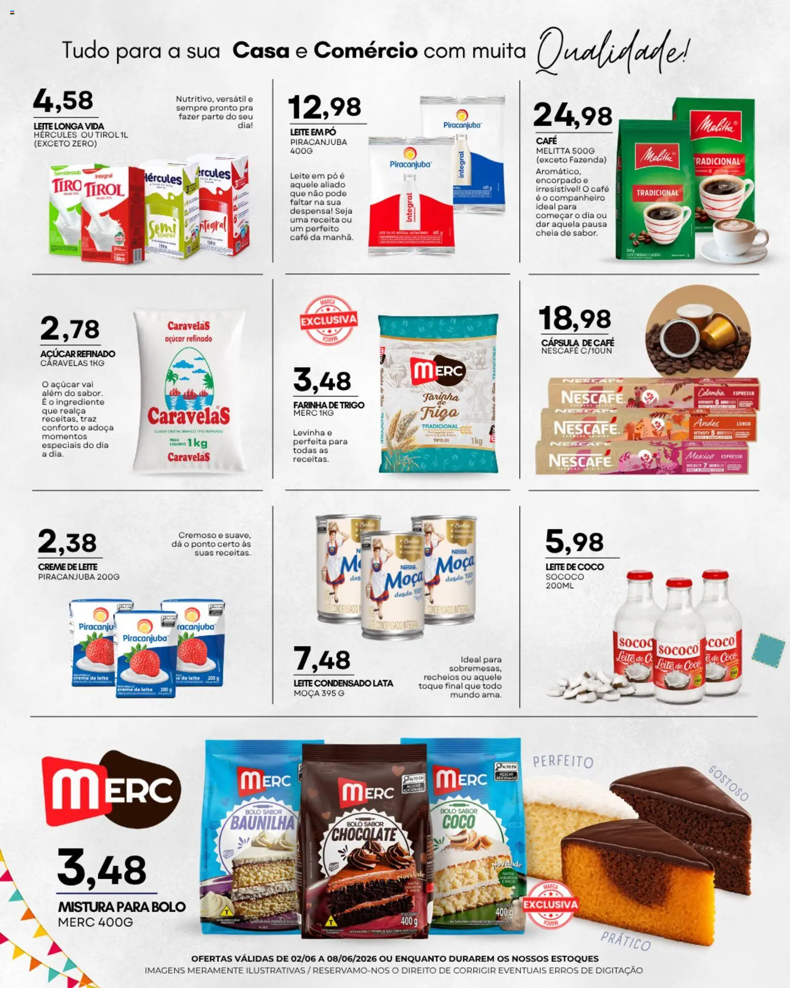 Mercadão Atacadista Folheto - válido de 02.06.2026 | Página: 8 | Produtos: Farinha de trigo, Café, Açúcar, Mistura para bolo