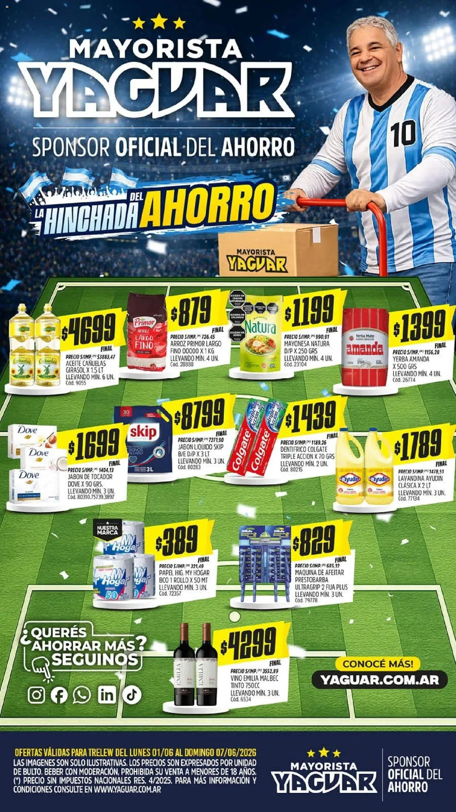 Yaguar - Oferta Semanal Trelew │ válido desde el 01.06.2026 | Página: 1 | Productos: Mate, Maquina de afeitar, Aceite, Jabón líquido