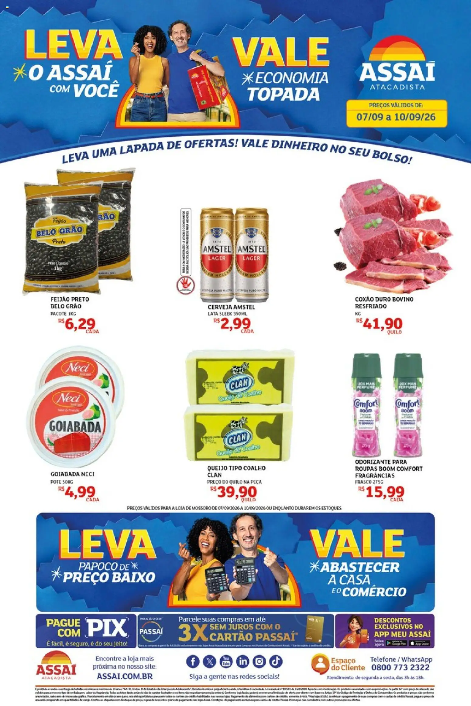Assaí Atacadista Folheto - válido de 07/09/2026 | Página: 1 | Produtos: Perfume, Queijo, Baixo, Telefone
