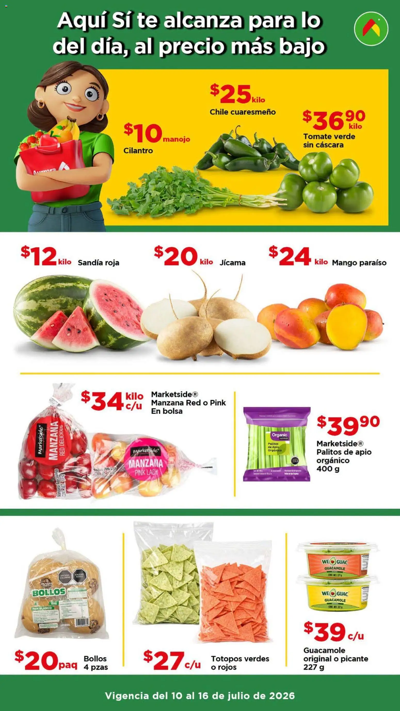 Nuevas ofertas de Bodega Aurrerá válidas en toda la República Mexicana desde el 10/07/2026. ¡Encuentra las mejores ofertas en Bodega Aurrerá folleto Aprovecha más surtido! | Página: 3 | Productos: Chile, Apio, Pan, Guacamole
