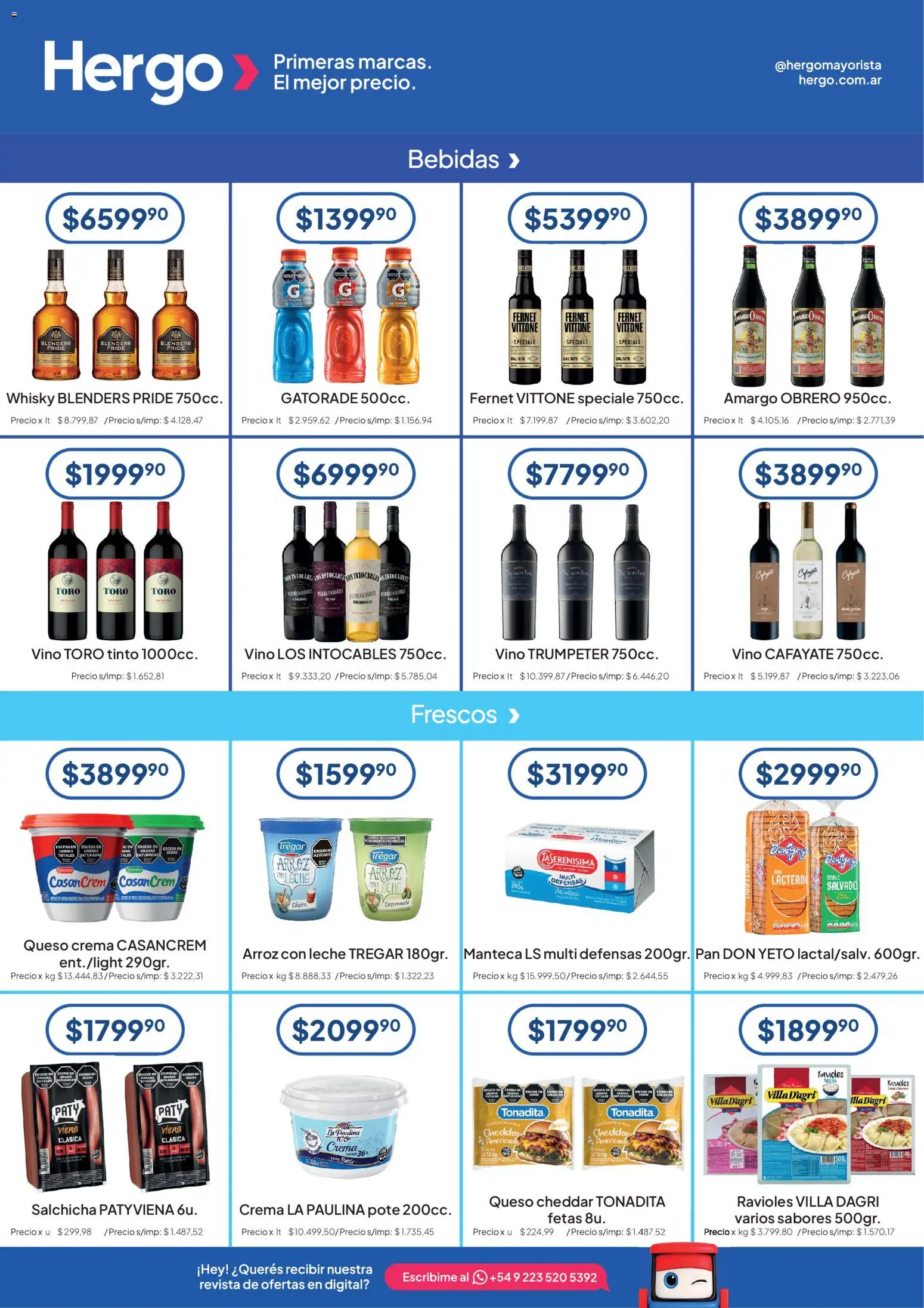 Hergo catálogo │ válido desde el 19/08/2026 | Página: 3 | Productos: Fernet, Salchicha, Ravioles, Crema