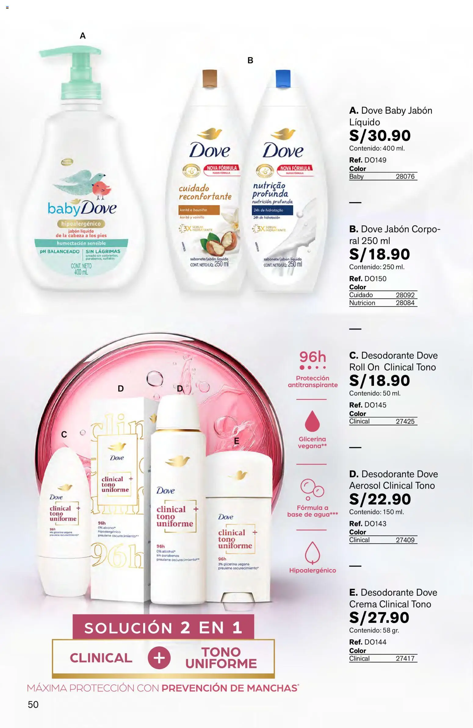 Catálogo Leonisa válido desde 27.04.2026 | Página: 50 | Productos: Jabón, Desodorante, Antitranspirante, Crema