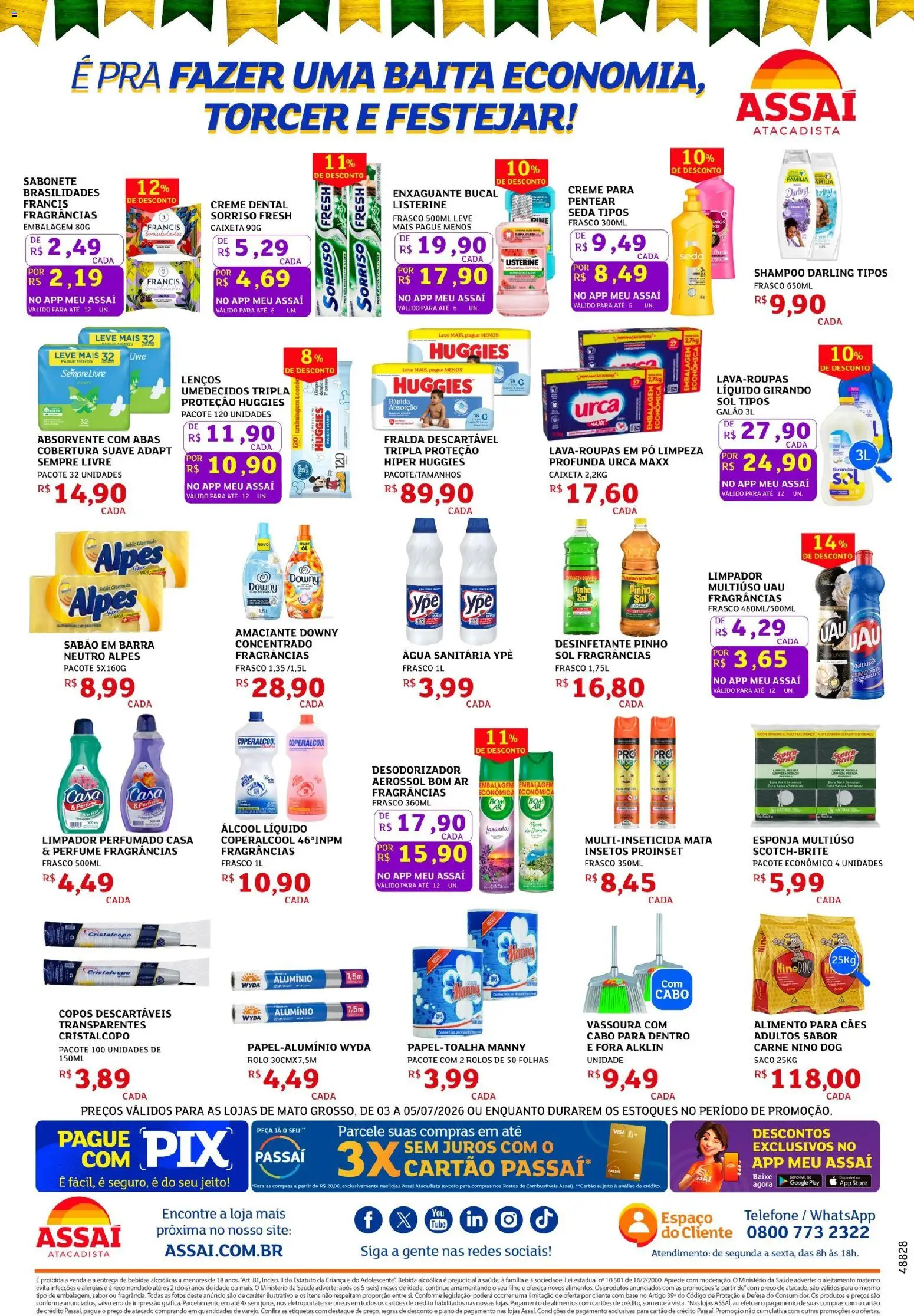 Assaí Atacadista Folheto - válido de 03/07/2026 | Página: 4 | Produtos: Sabão em barra, Pó, Absorvente, Cabo